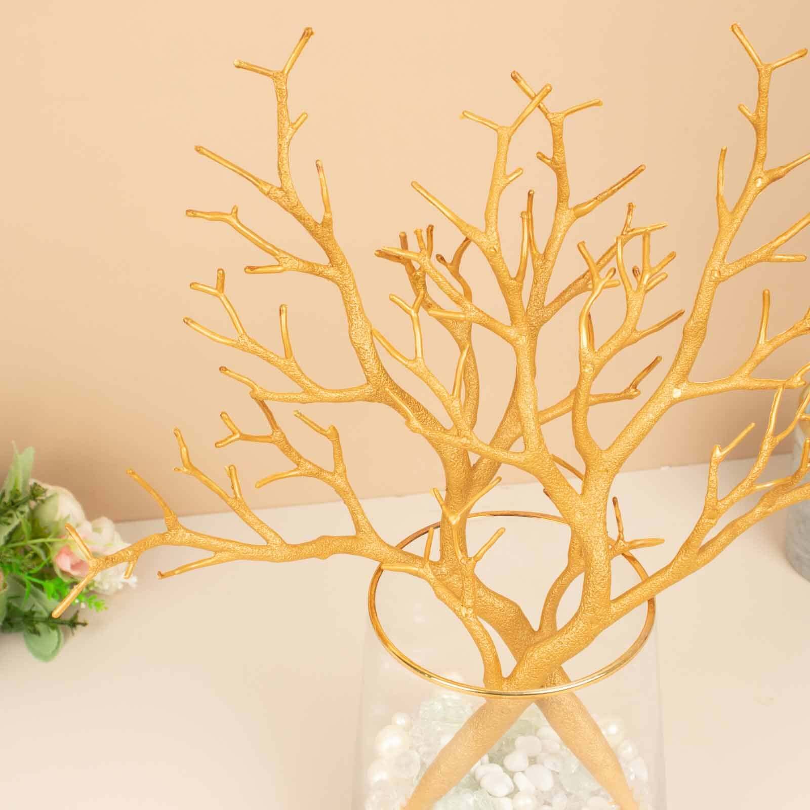 10-Piece Set of Metallic Gold Artificial Manzanita Tree Branches - Ideal for Vase Filler, Home & Wedding Decor