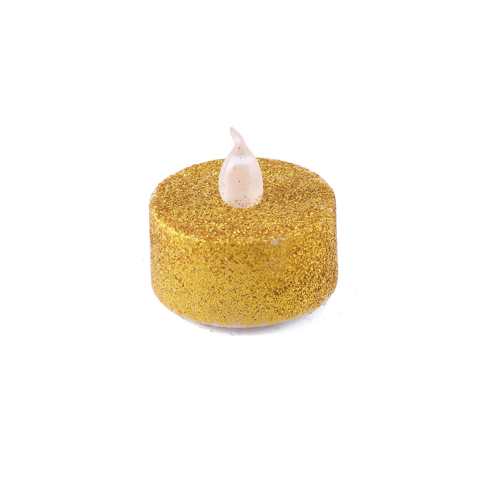 Hot Sale! 12-Pack Flameless LED Tealight Candles with Glittery Gold Design, Battery Operated
