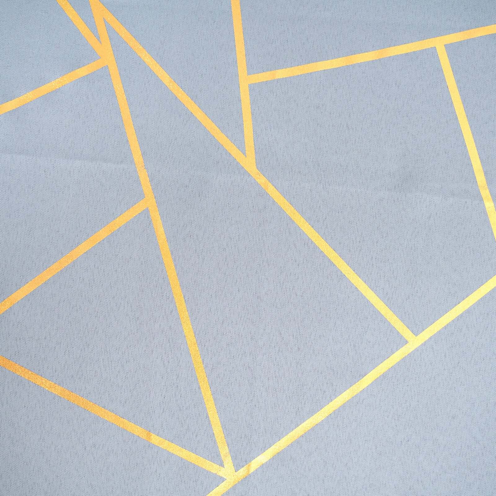 Exclusive! Wrinkle-Resistant Polyester Tablecloth in Dusty Blue with Gold Foil Pattern for Weddings & Events