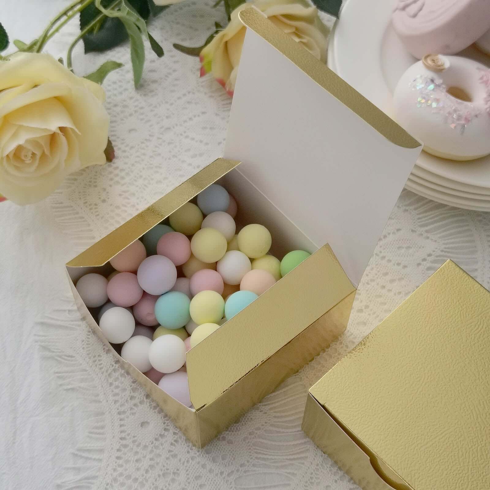 Hot Deal! 100-Pack 4x4x2 Gold DIY Cake Cupcake Party Favor Gift Boxes