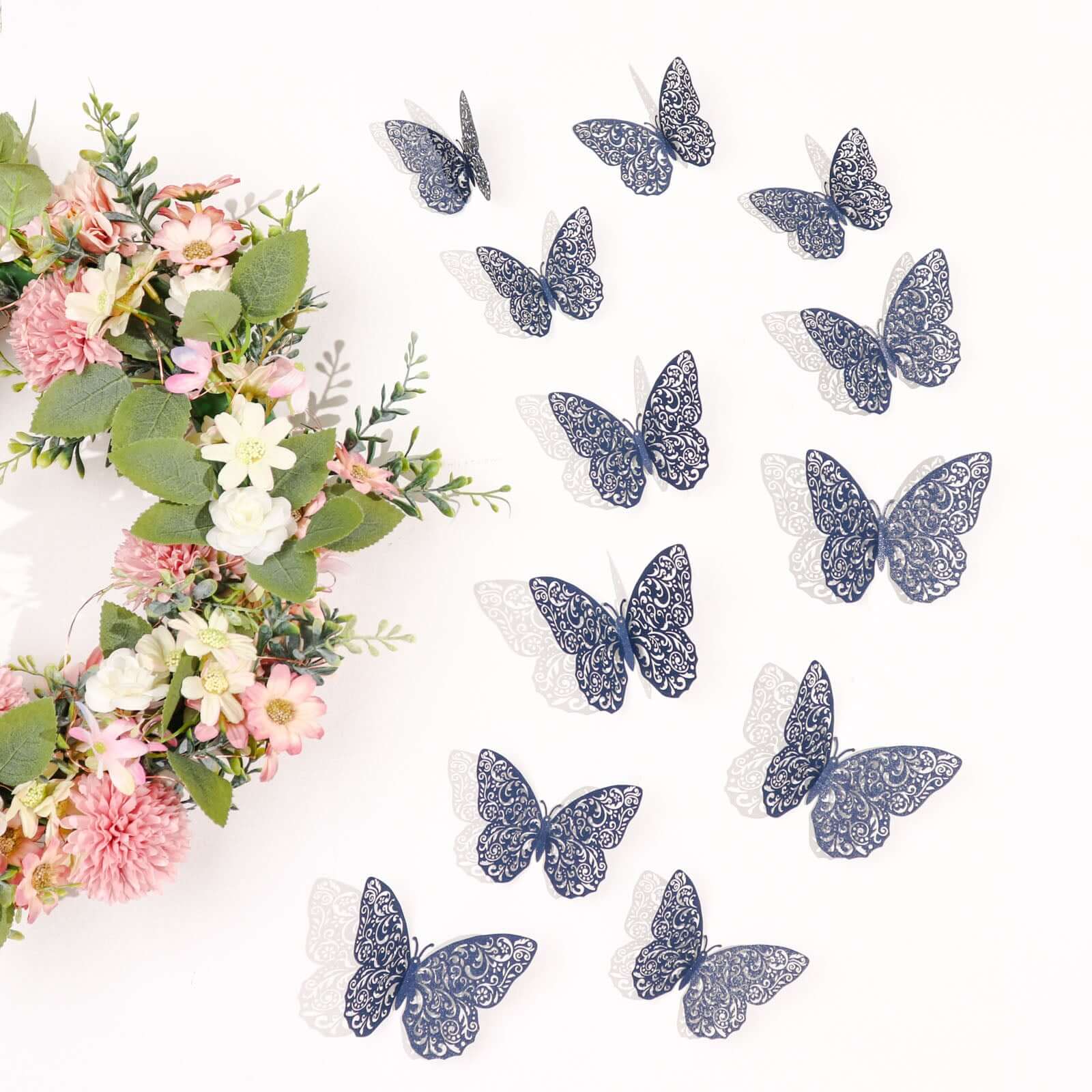 Hot Sale! 12-Pack Navy Blue 3D Butterfly Wall Decals - DIY Removable Stickers for Eye-Catching Decor