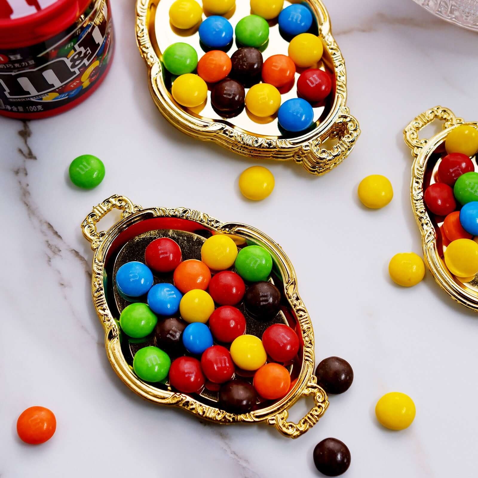 Hot Sale! 12-Pack Gold Plastic Mini Oval Display Trays for Sweets and Party Favors