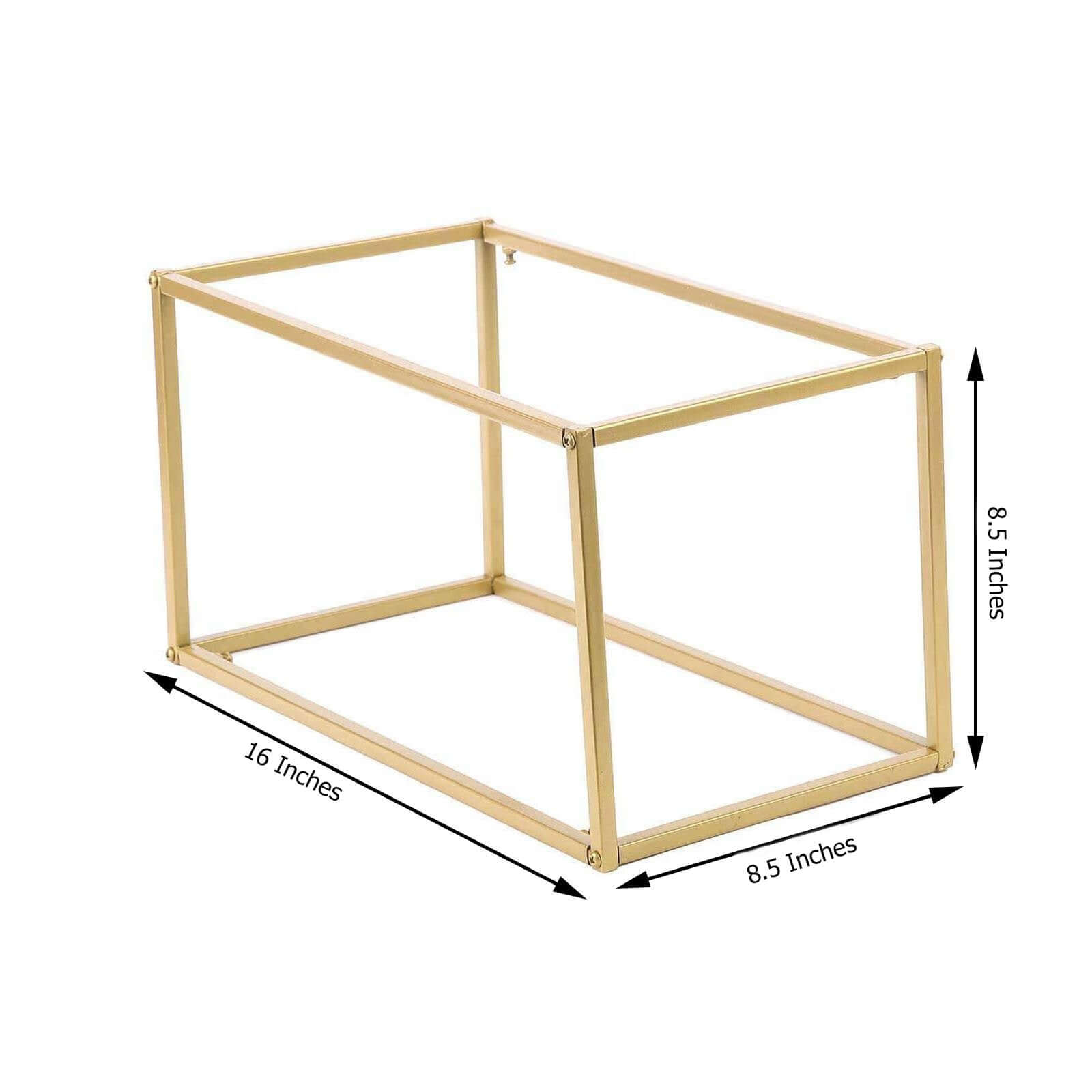 2-Pack Matte Gold Metal Rectangular Geometric Column Flower Stand for Elegant Floral Arrangements