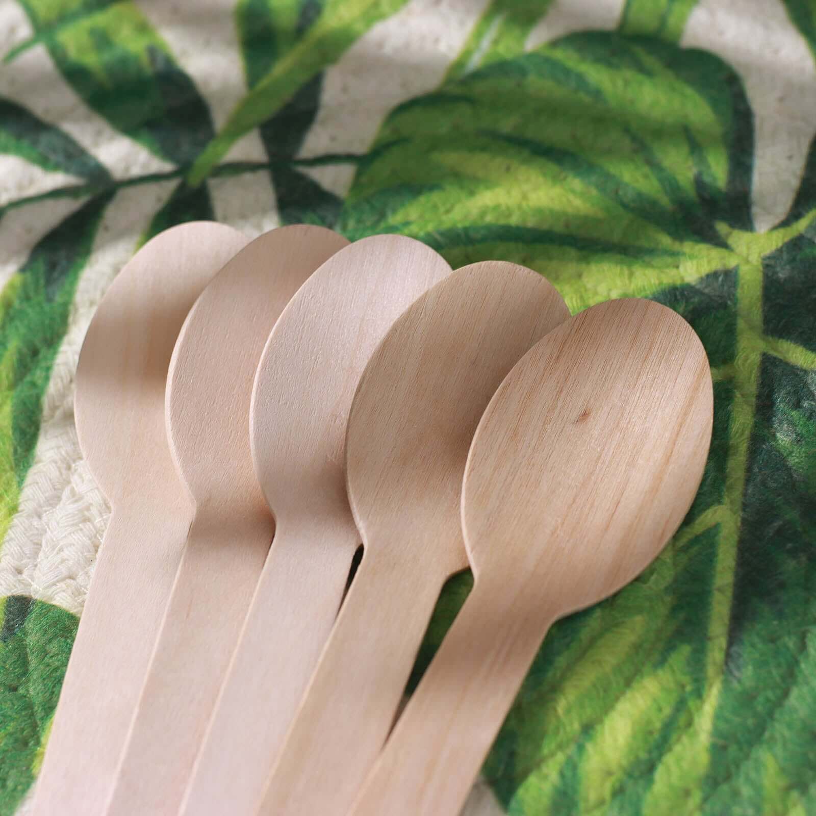 100-Piece Set of Natural Birchwood Spoons - Eco-Friendly, Biodegradable for Rustic & Outdoor Events