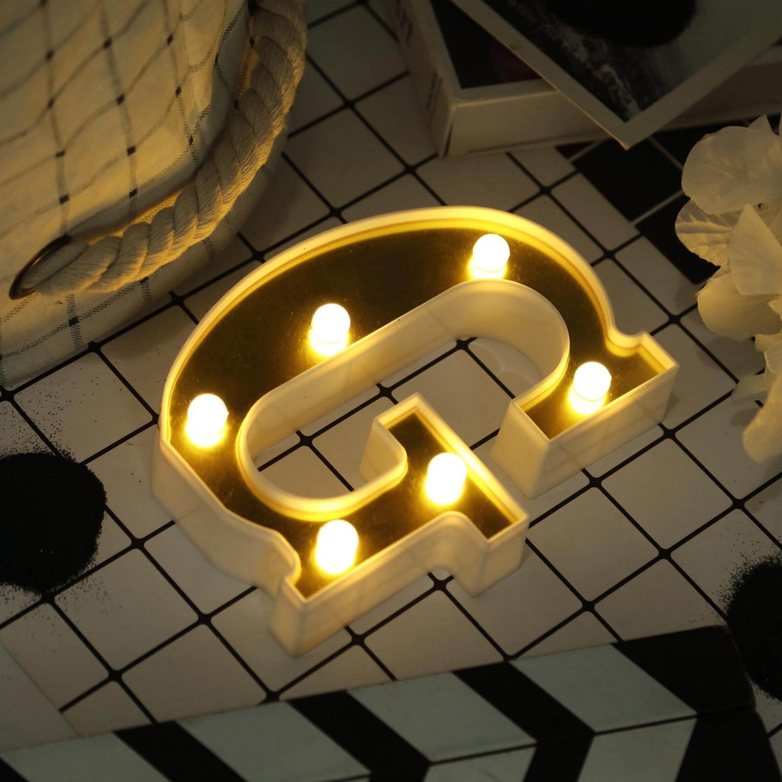 Gorgeous 3D Gold Marquee Letter G with 6 Warm White LED Lights - Ideal Event Decor
