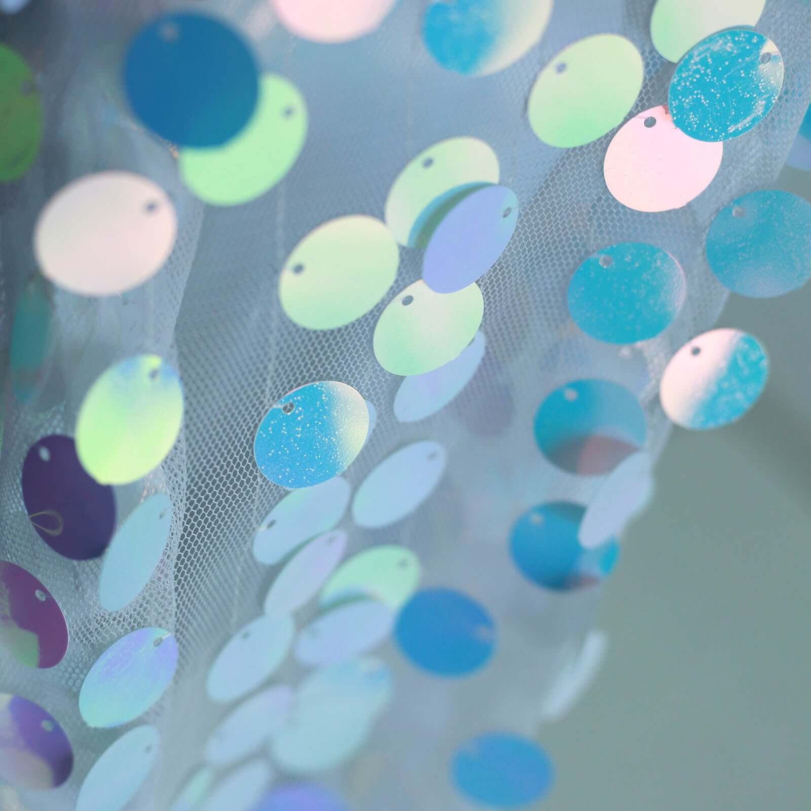 Iridescent Blue Sequin Rectangle Tablecloth - 90x132 Inches, Seamless, Perfect for Events