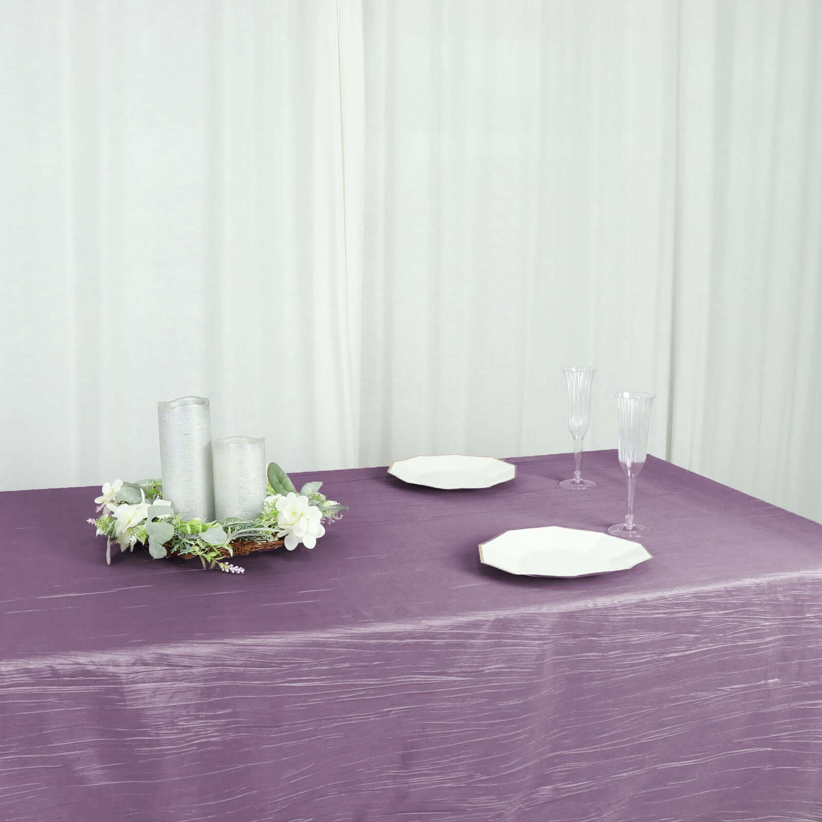 Violet Amethyst Accordion Crinkle Taffeta 60x102 Rectangle Tablecloth