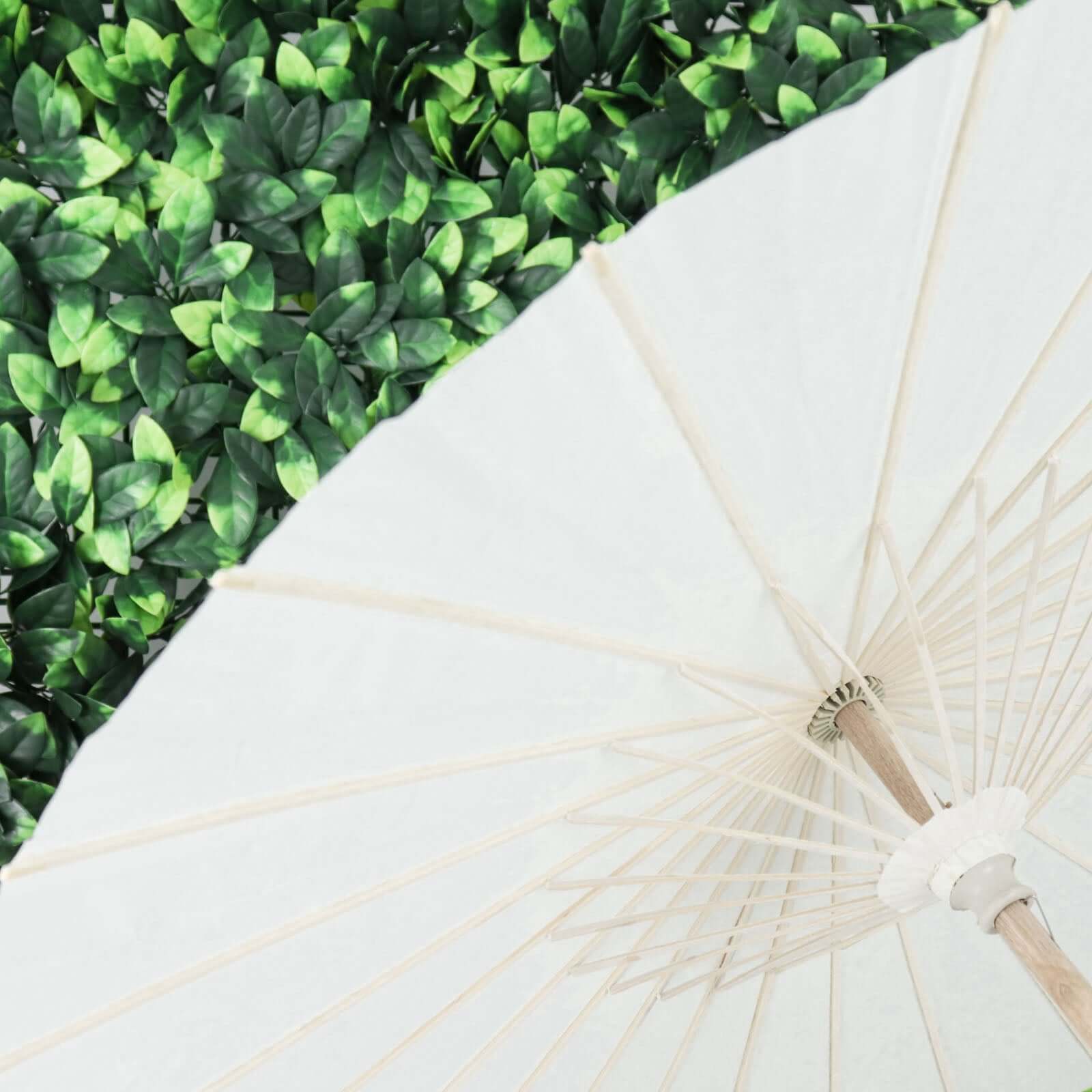 Hot Deal! 2-Pack White Paper and Bamboo Parasol Umbrellas Ideal for Bridal Shower Photos and Table Decor