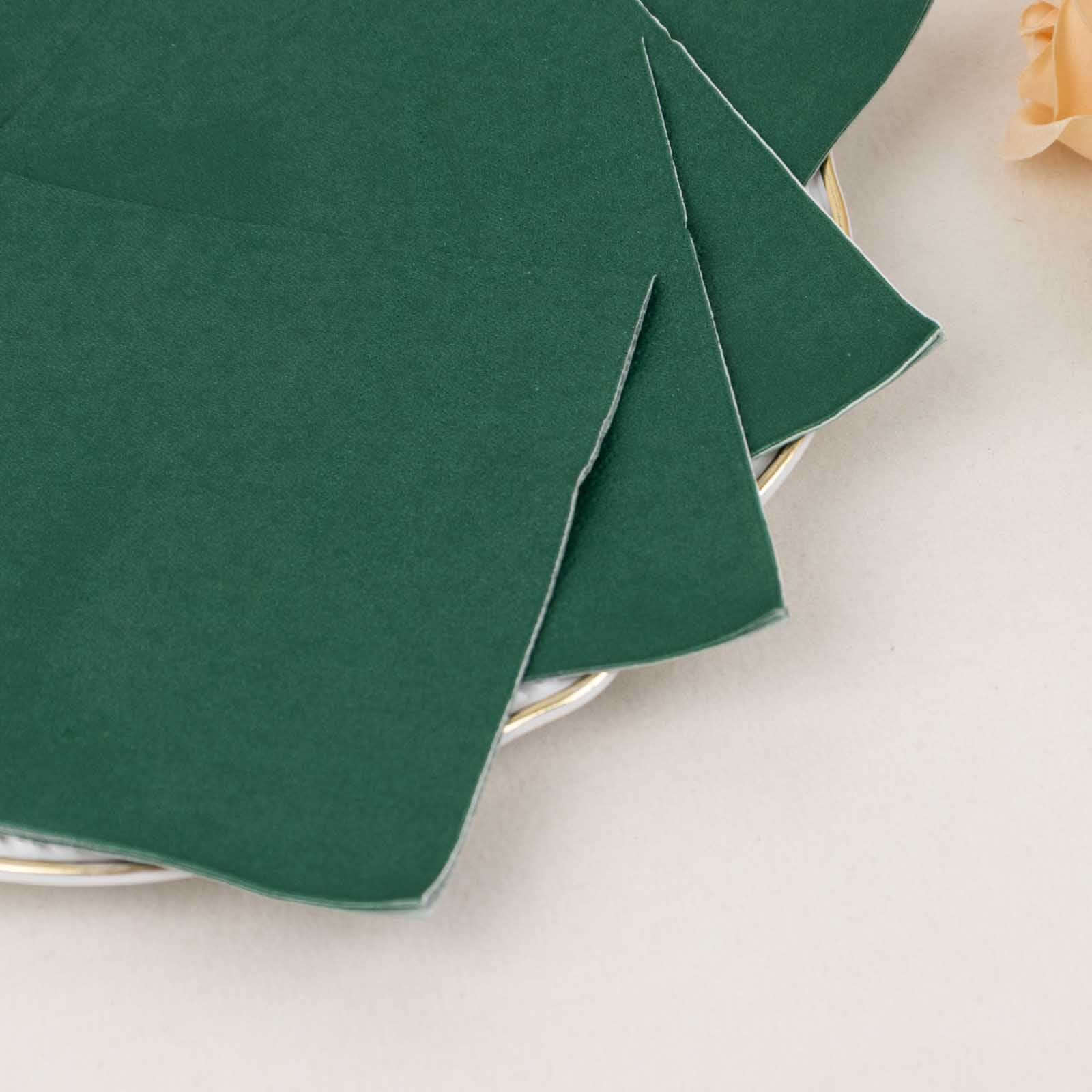 Get 50-Pack of 2-Ply Disposable Soft 18GSM Hunter Emerald Green Cocktail Paper Beverage Napkins