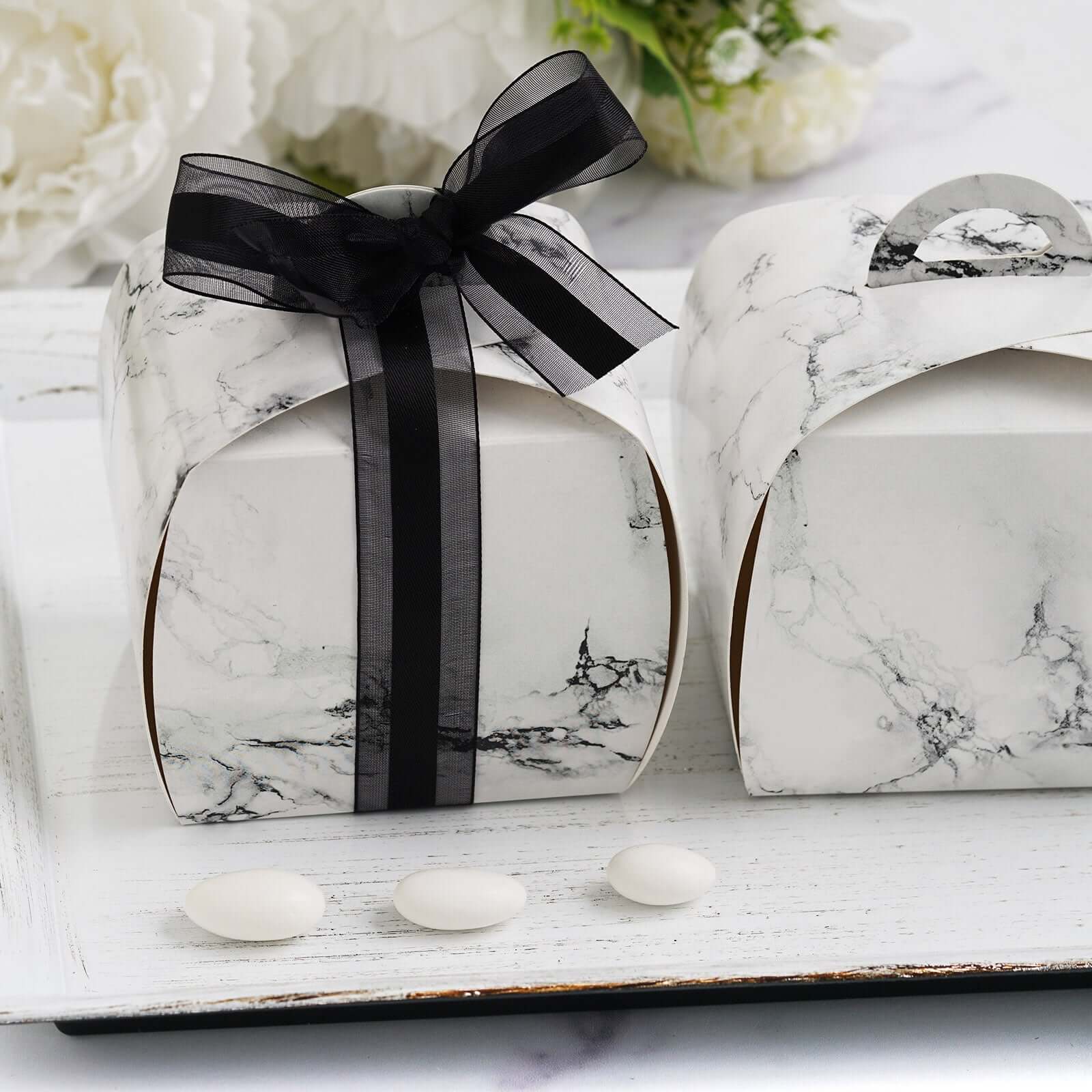 25-Piece Set of 3.5-Inch Marble Cupcake Party Favor Gift Boxes - Easy DIY Assembly