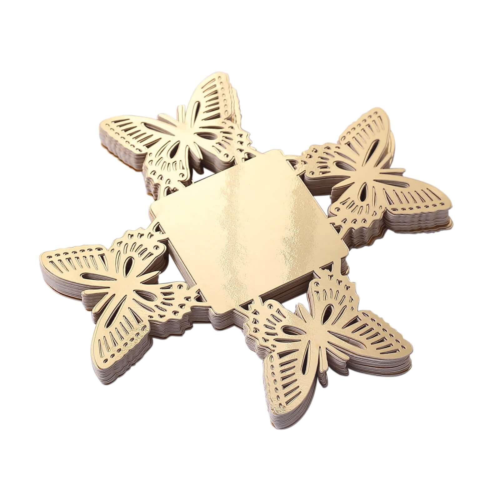 Hot Deal! 50-Pack Metallic Gold Mini Paper Truffle Cup Liners with Butterfly Square Design for Cupcakes