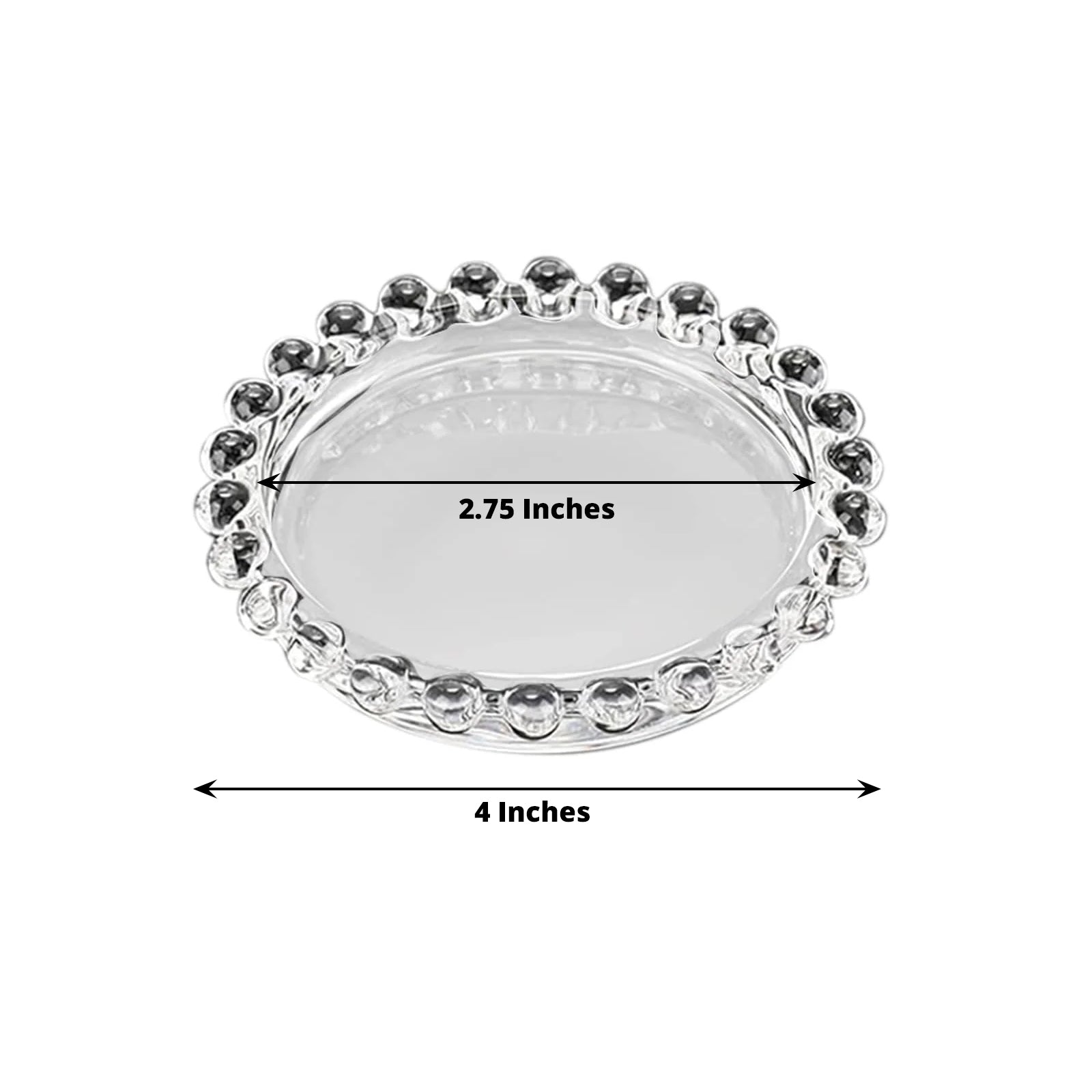 6-Pack Clear Glass Pillar Candle Holder Plates with Beaded Rims - Ideal Small Round Coasters