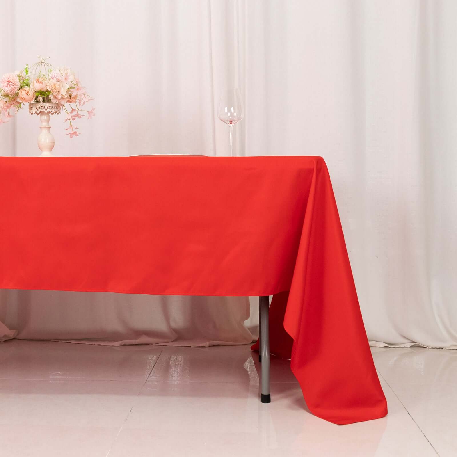 Hot Deal! Red 60x126 Rectangle Premium Polyester Stain-Resistant 220GSM Tablecloth