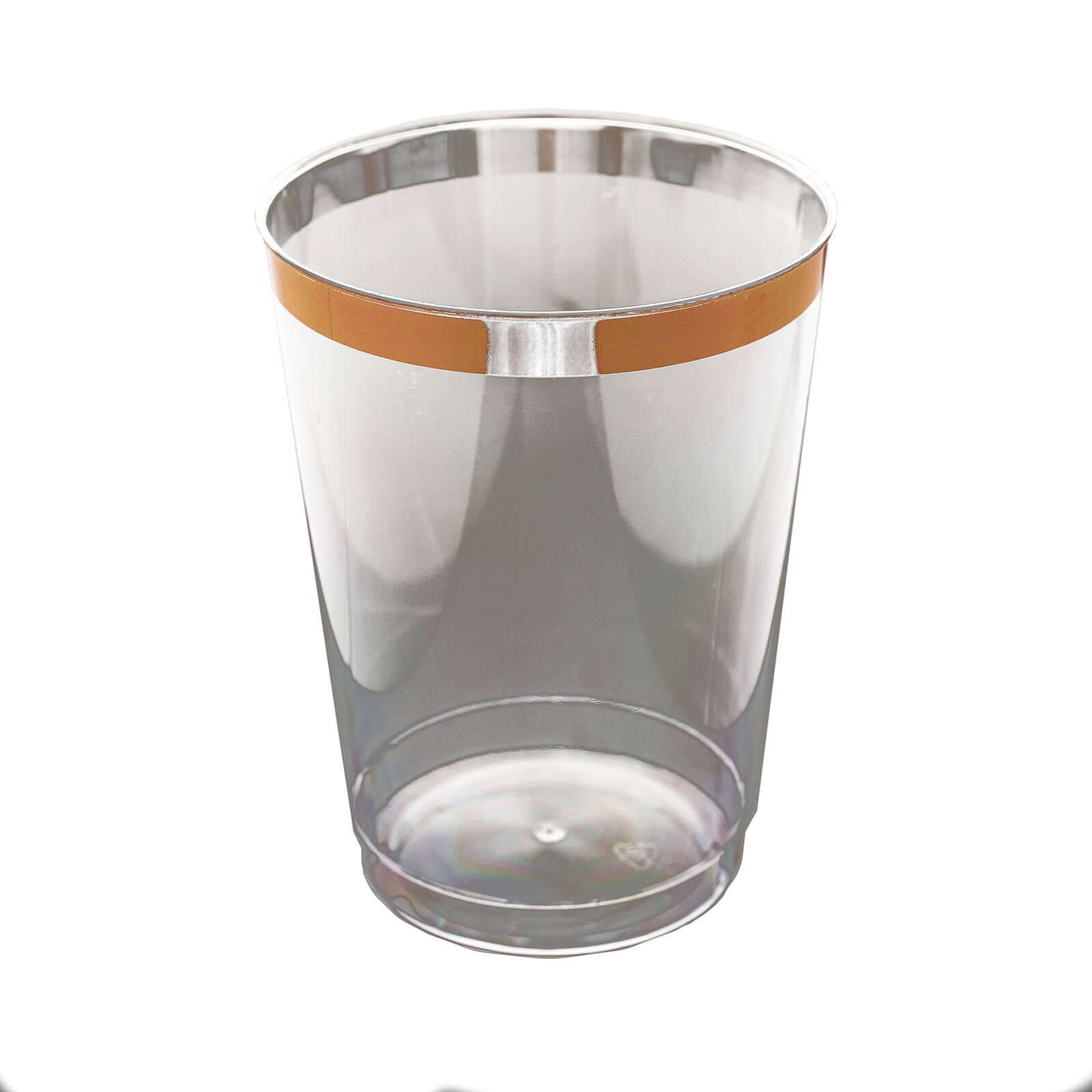 Hot Deal! 12-Pack Durable Disposable Plastic Party Cups with Rose Gold Rim, 10oz for Special Occasions