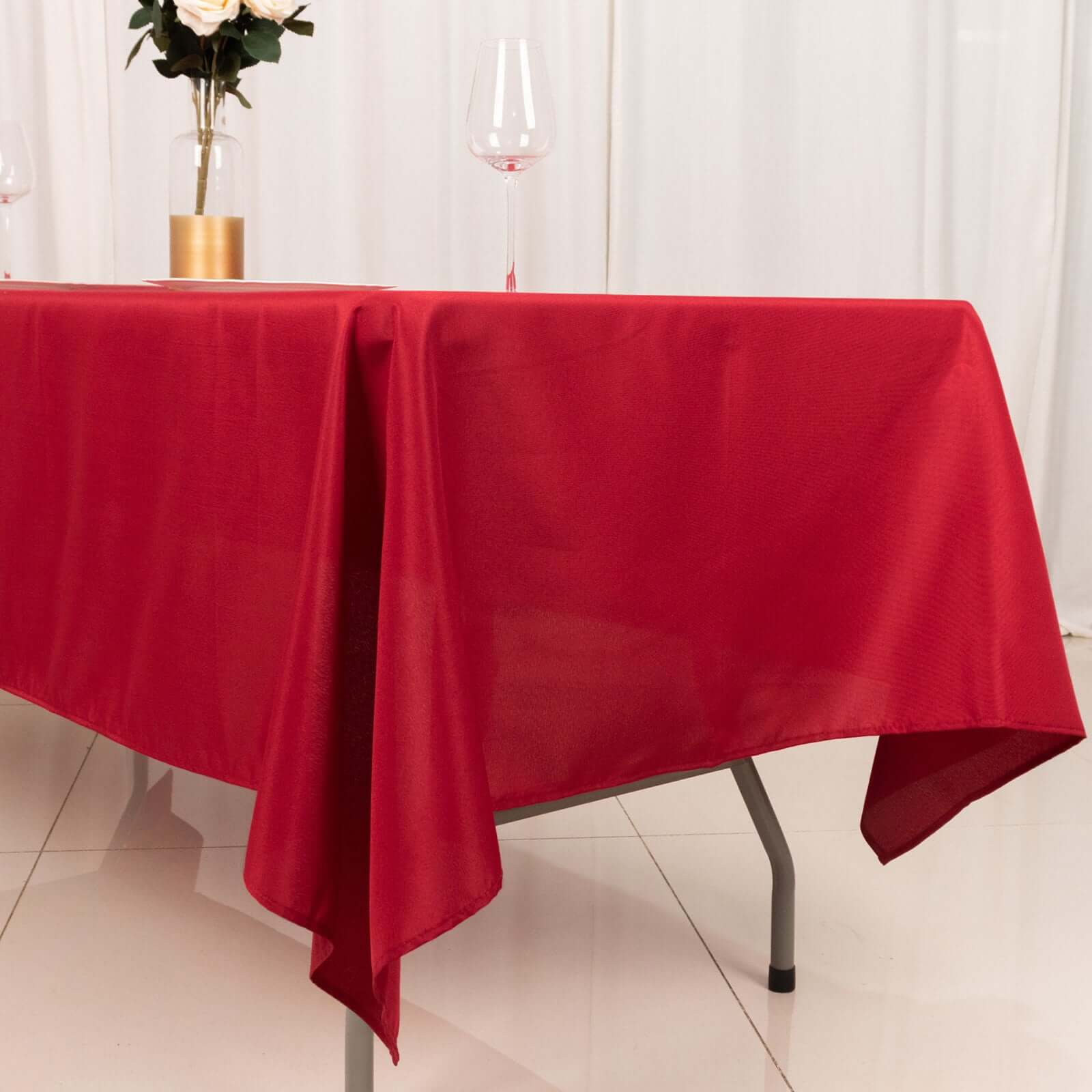 Stylish & Durable Wine Polyester 60x102 Rectangle Tablecloth - Great Deal!