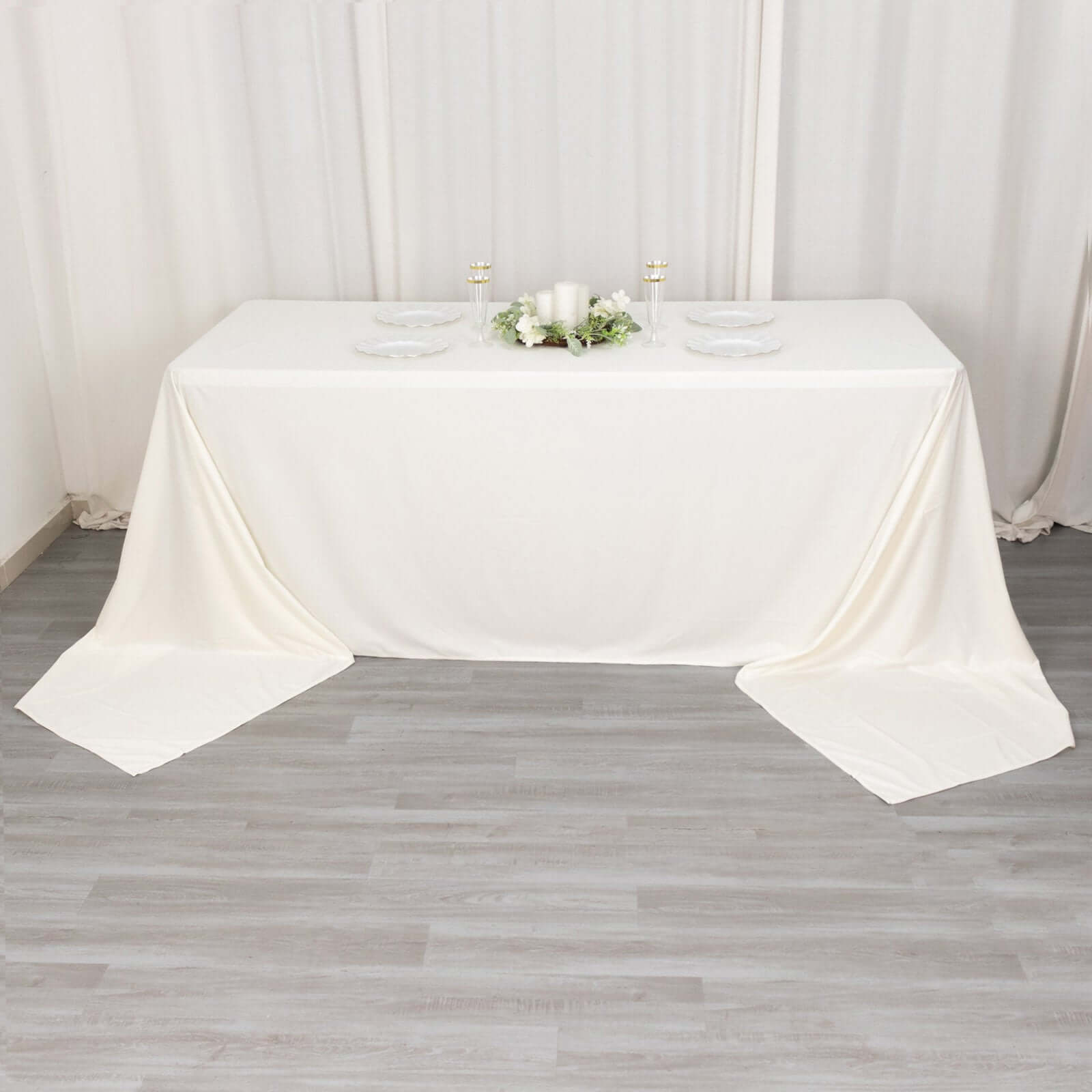 Ivory Premium Scuba 90x156 Wrinkle-Free, Stain-Resistant Seamless Rectangular Tablecloth