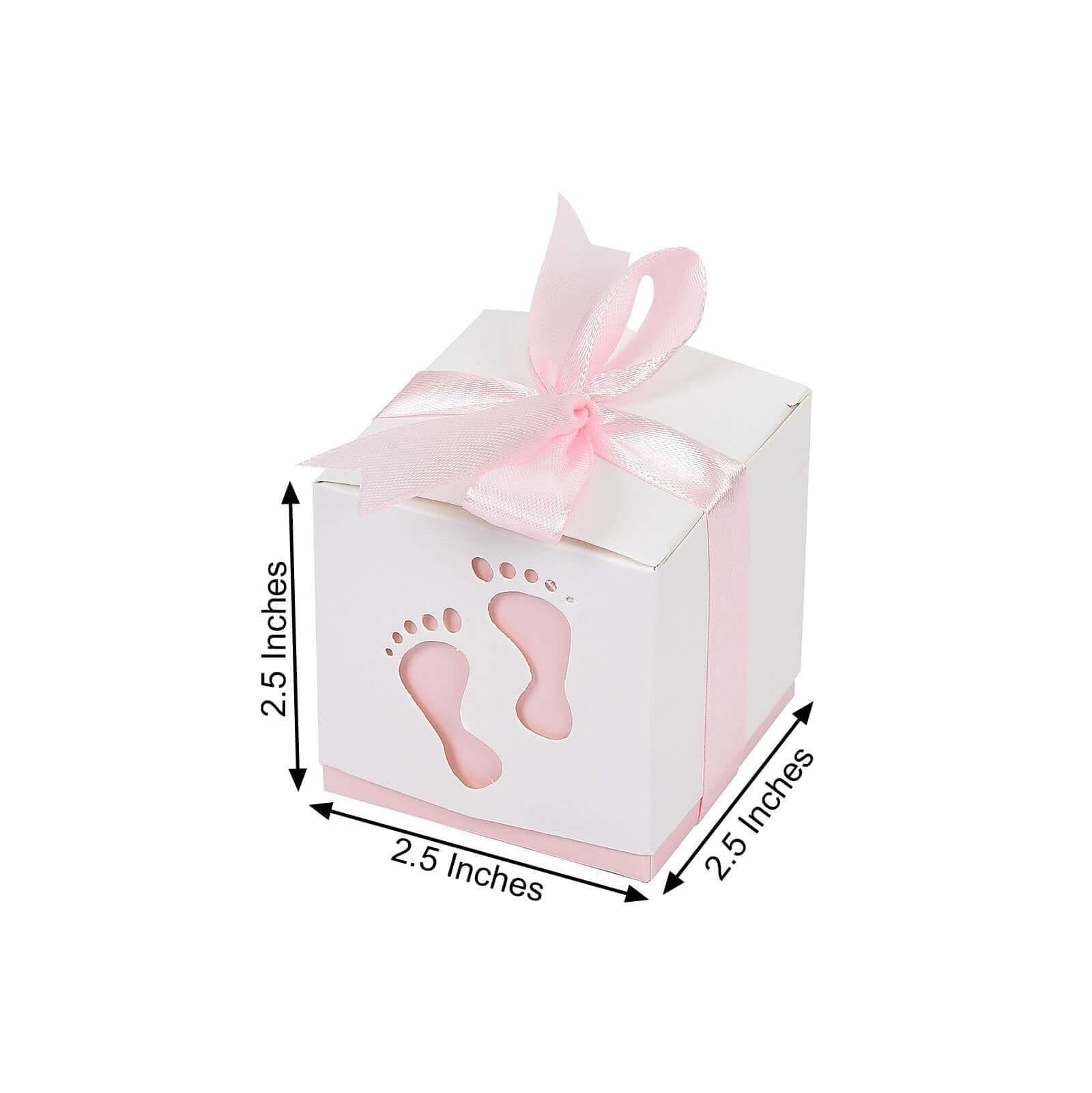 25-Piece Set of Pink Footprint Baby Shower Party Favor Candy Gift Boxes