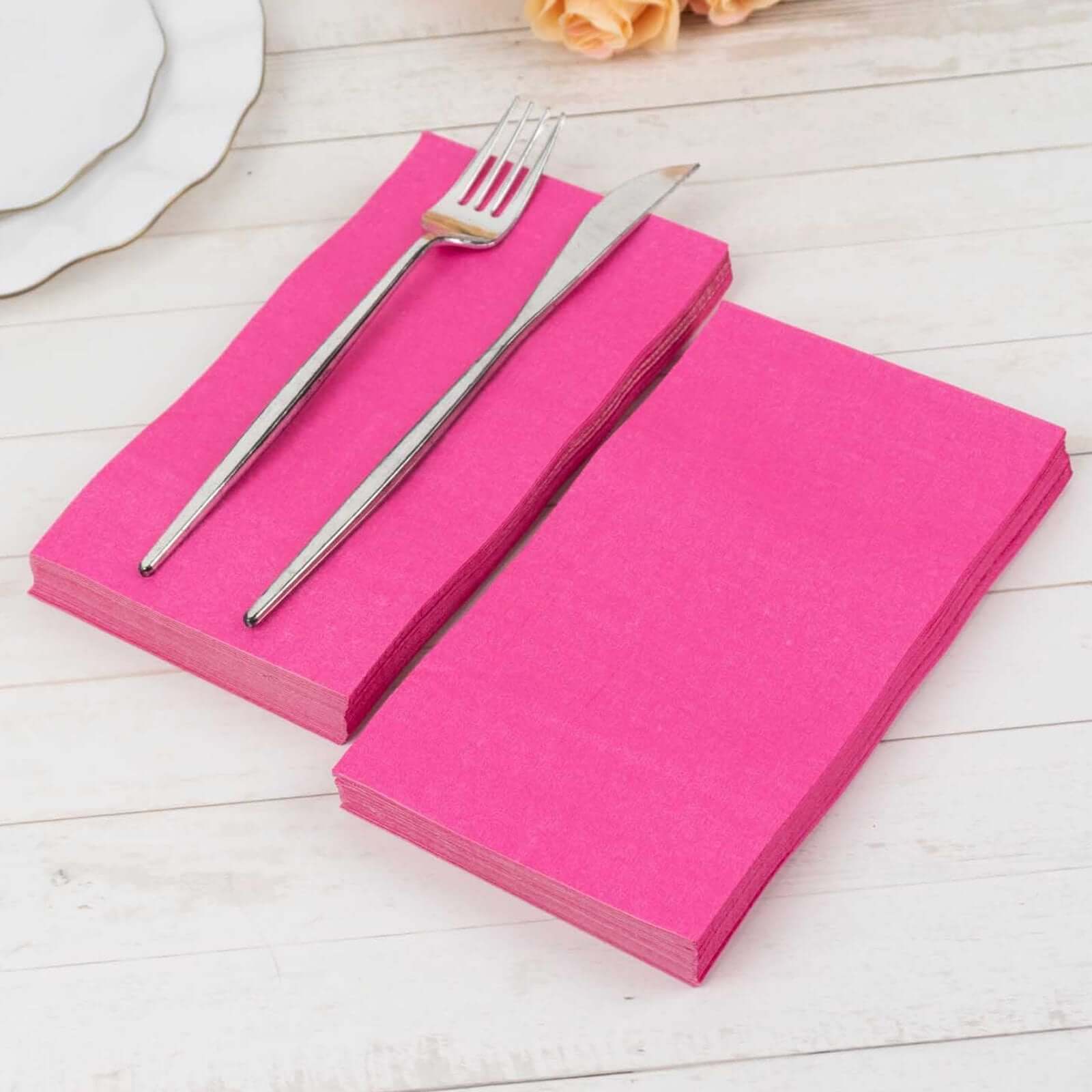 Hot Deal! 50-Pack Fuchsia Soft 2-Ply Disposable Cocktail Napkins for Weddings