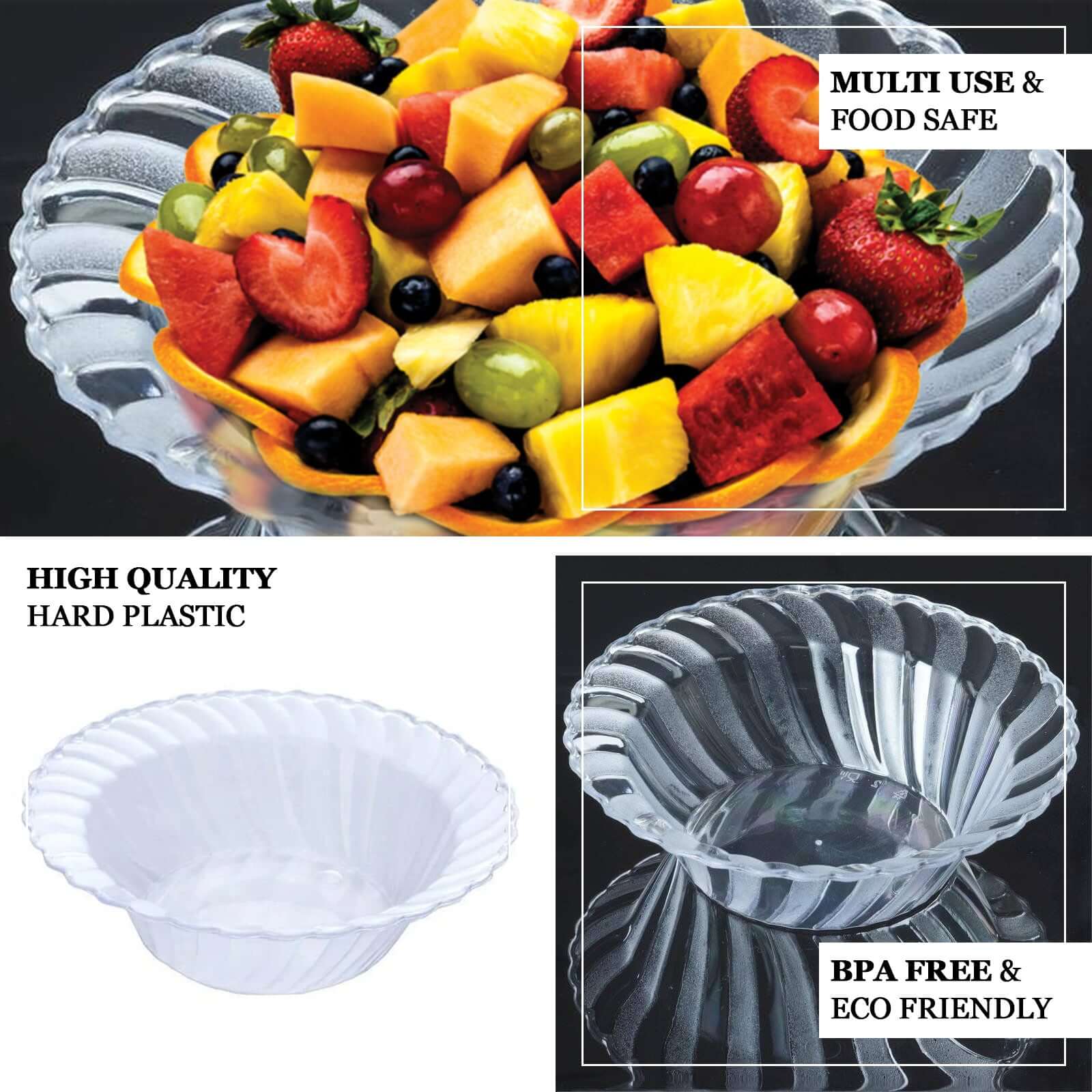 Hot Deal! 10-Pack Durable Disposable 5oz Clear Flared Hard Plastic Fruit Bowls for Desserts