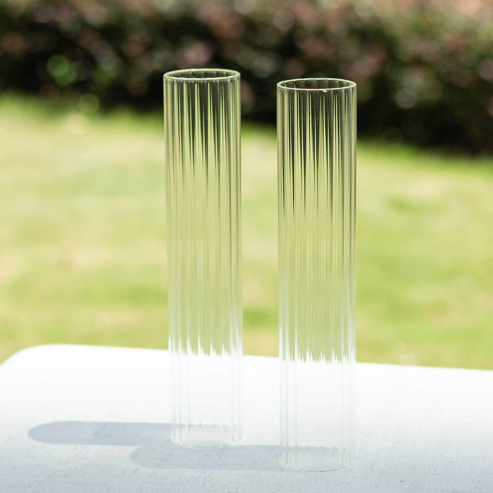 Hot Deal! 2-Pack Clear Ribbed Glass Hurricane Shades for Stylish Table Centerpiece Candelabra