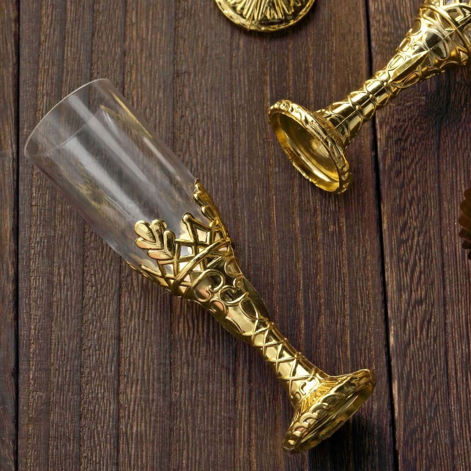 12-Pack Clear Gold Plastic Mini Champagne Bottle Style Fillable Candy Treat Favor Boxes