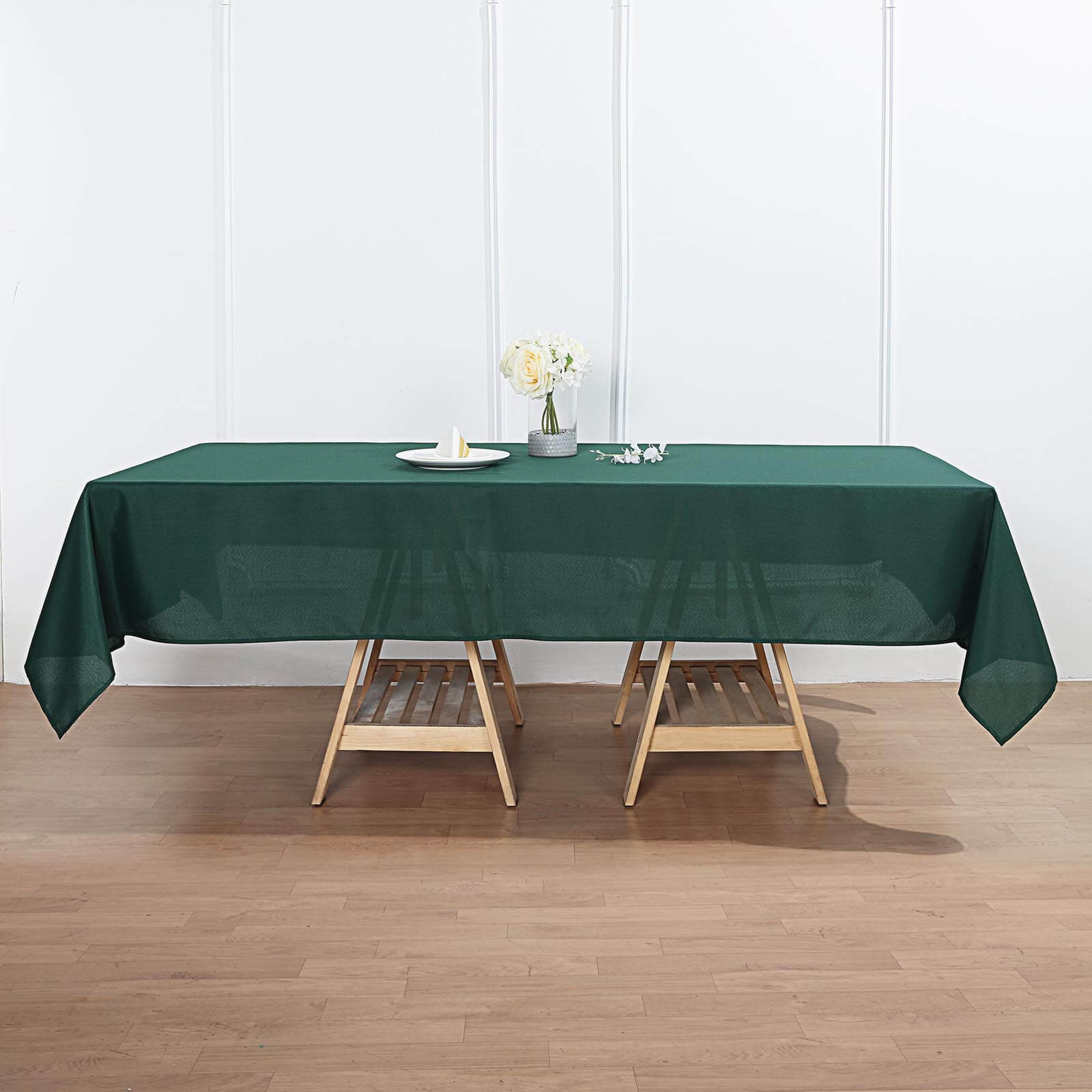 Hot Sale! Durable and Stylish 100% Polyester 60x102 Rectangle Hunter Emerald Green Tablecloth