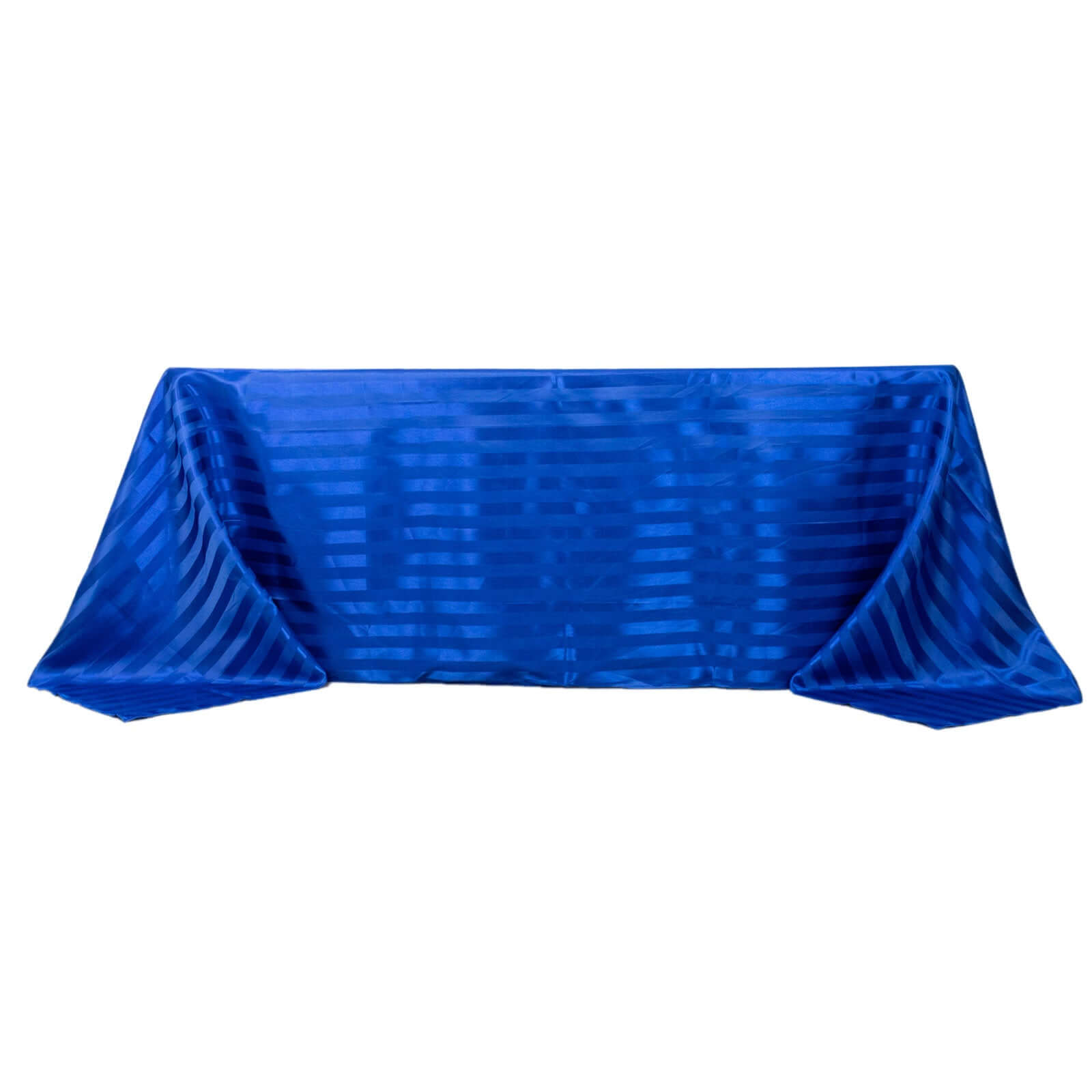 Royal Blue Satin Striped 90x132 Rectangular Tablecloth - Seamless & Smooth, Great Deal!