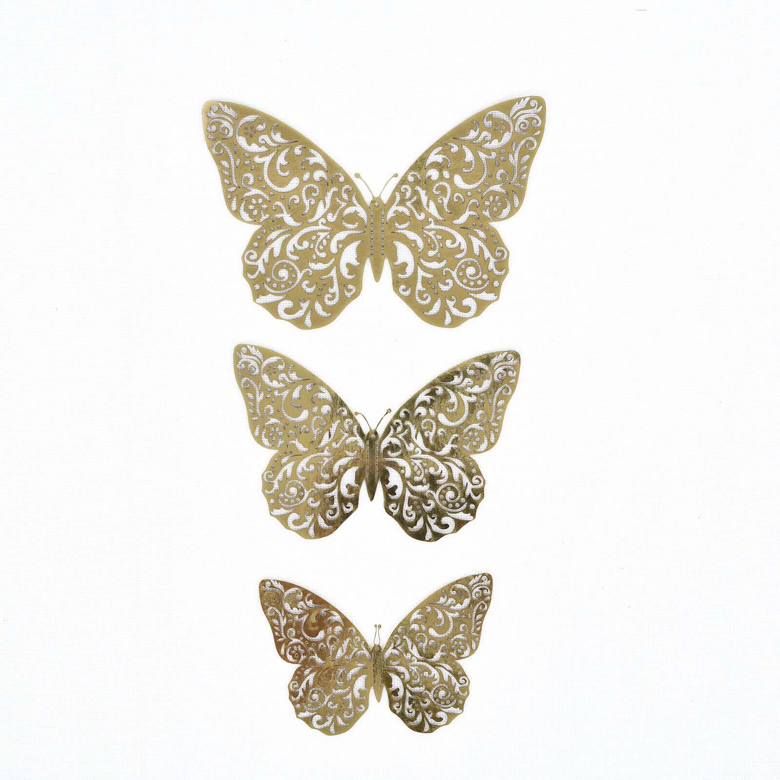 12-Pack Gold 3D Butterfly Wall Decals - DIY Removable, Eye-Catching Decor
