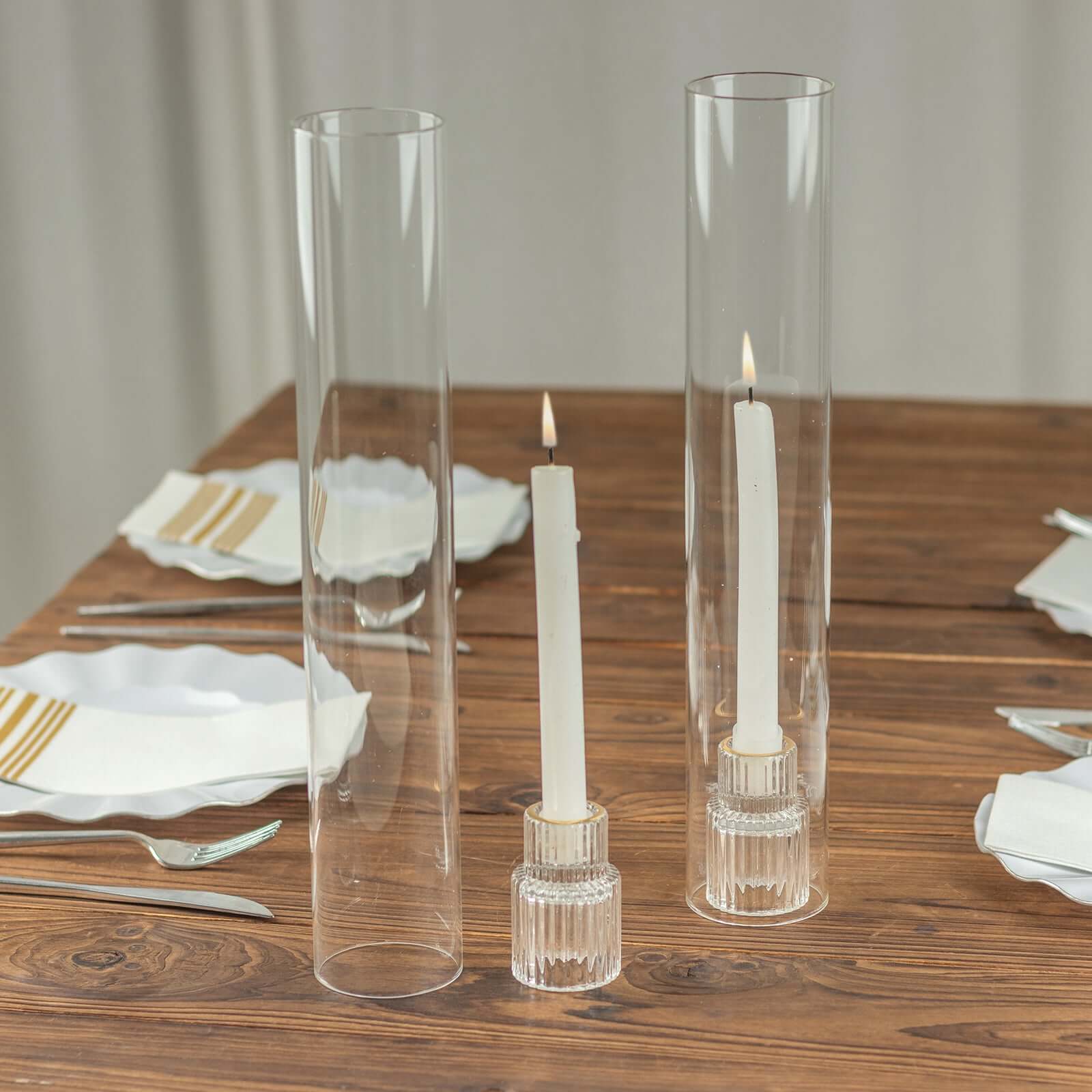 Hot Deal! 2-Pack Clear Glass Cylinder Hurricane Candle Shades, 2.25 Diameter, 14 Height
