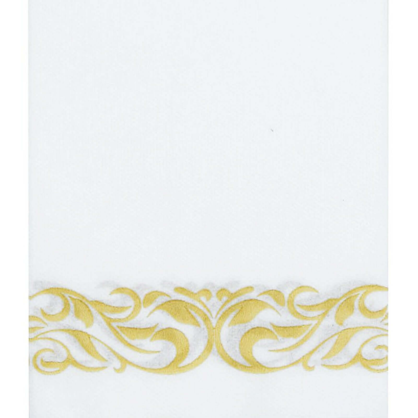 25-Pack Premium White Paper Napkins with Metallic Gold Foil Scroll Design - Ideal for Weddings & Events