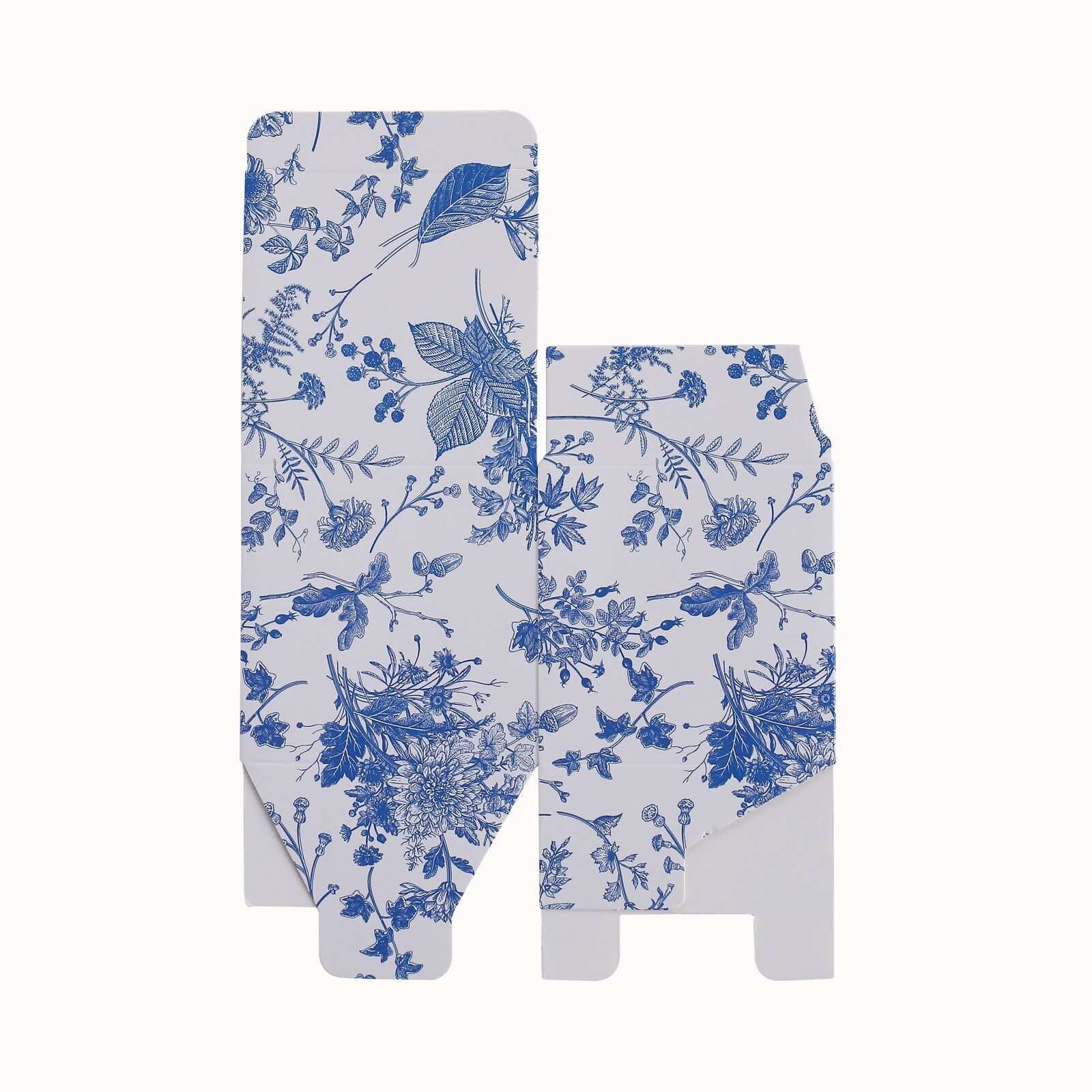 25-Pack White and Blue Cardstock Favor Boxes with French Toile Pattern, 3x3x3 Size