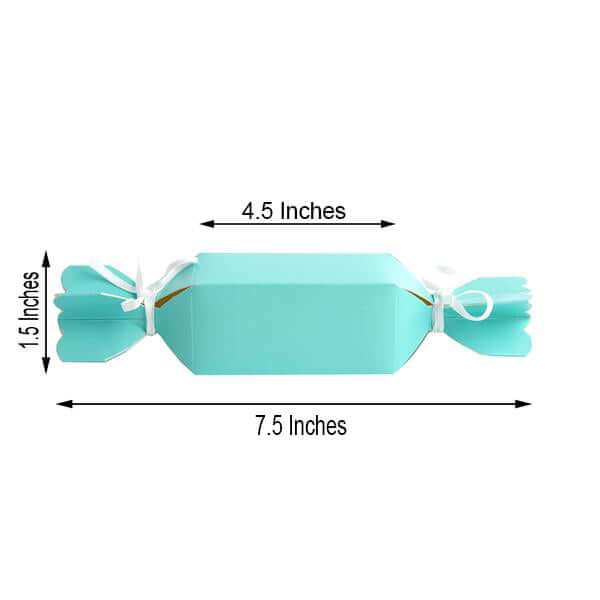 25-Pack Turquoise Candy-Shaped Party Favor Gift Boxes with Satin Ribbons - On Clearance