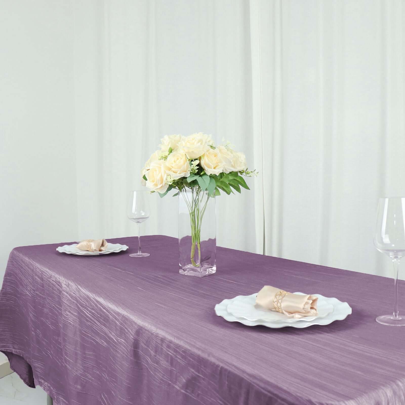 Violet Amethyst Accordion Crinkle Taffeta 60x102 Rectangle Tablecloth