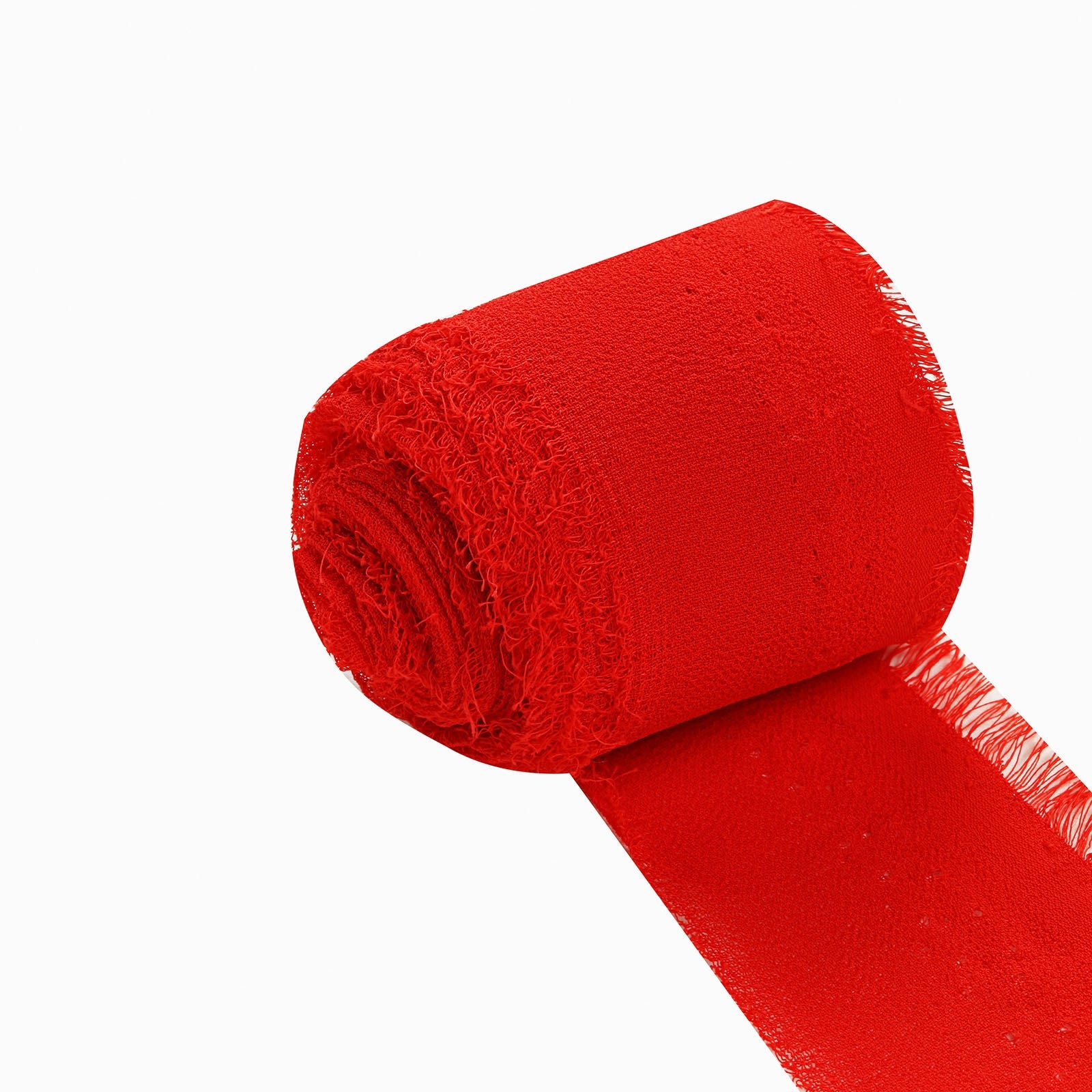 2-Pack Special Offer: 6-Yard Red Silk-Like Chiffon Linen Ribbon Rolls for Gift Wrapping & Decor