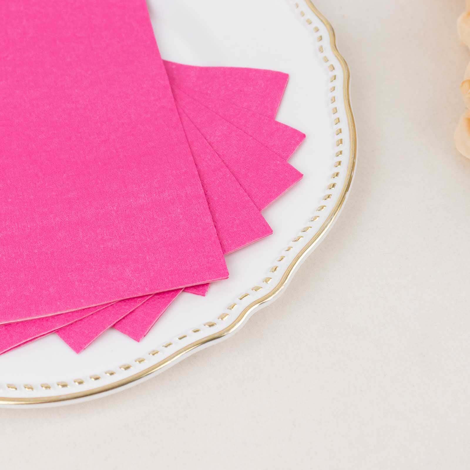 Hot Deal! 50-Pack Fuchsia Soft 2-Ply Disposable Cocktail Napkins for Weddings