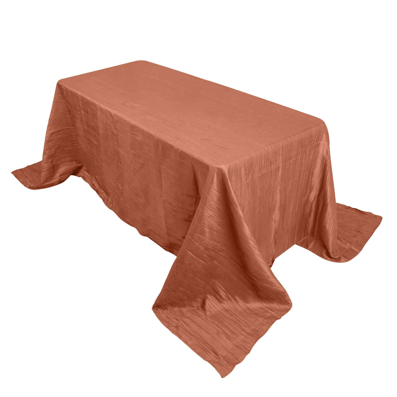 Seamless Accordion Crinkle Taffeta Tablecloth - Terracotta (Rust), 90x132