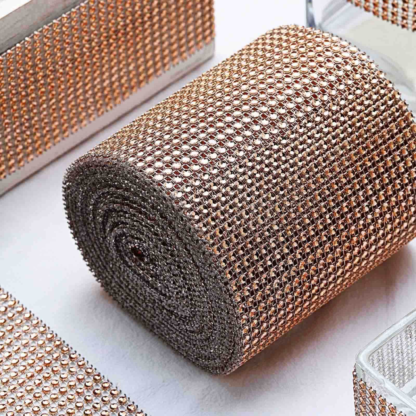Hot Sale! 5x10 Yards Champagne Shiny Diamond Rhinestone Ribbon Roll for DIY Crafts and Decor