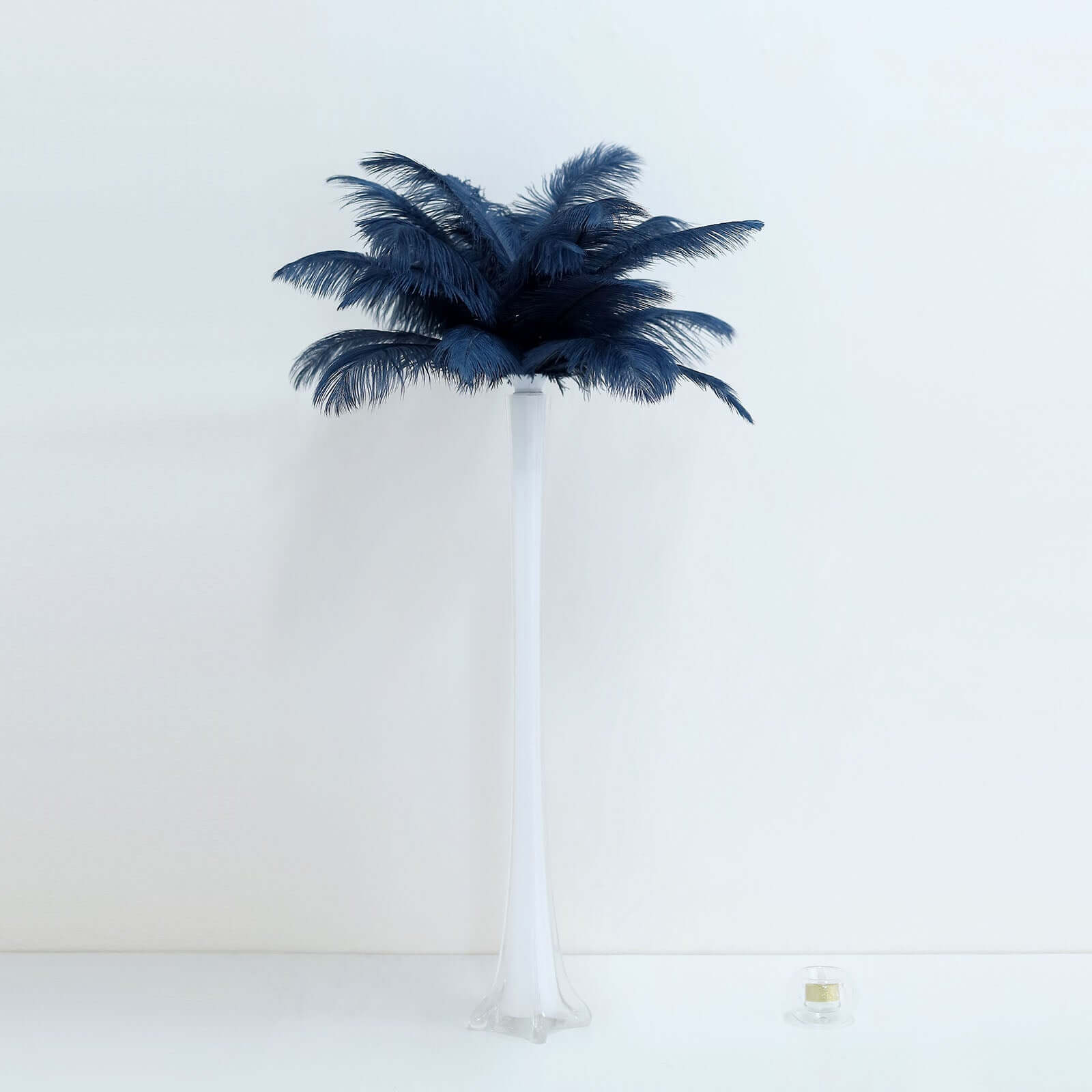 12-Piece Set of 13 - 15 Inch Navy Blue Authentic Ostrich Feathers for DIY Centerpieces