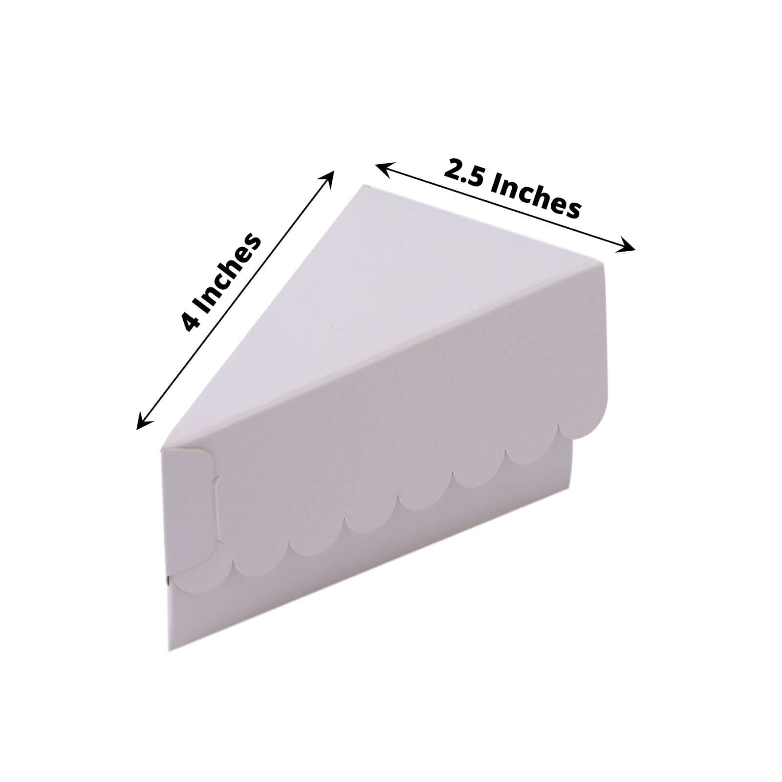 10-Pack White Cardstock Cake Slice Boxes with Scalloped Top - Ideal Decorative Dessert Containers for Party Favors