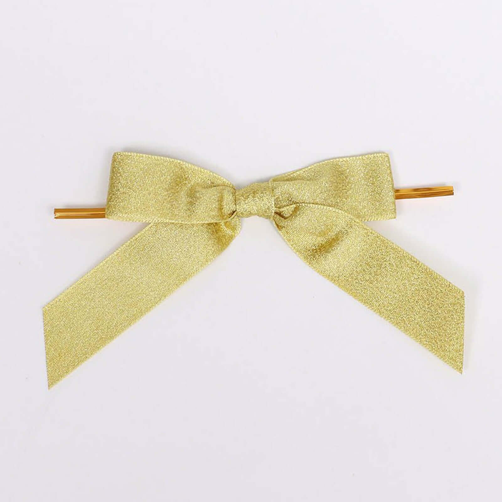 Hot Sale! 50 Pieces of 4-Inch Gold Glitter Nylon Ribbon Bows with Twist Ties for Gift Decor