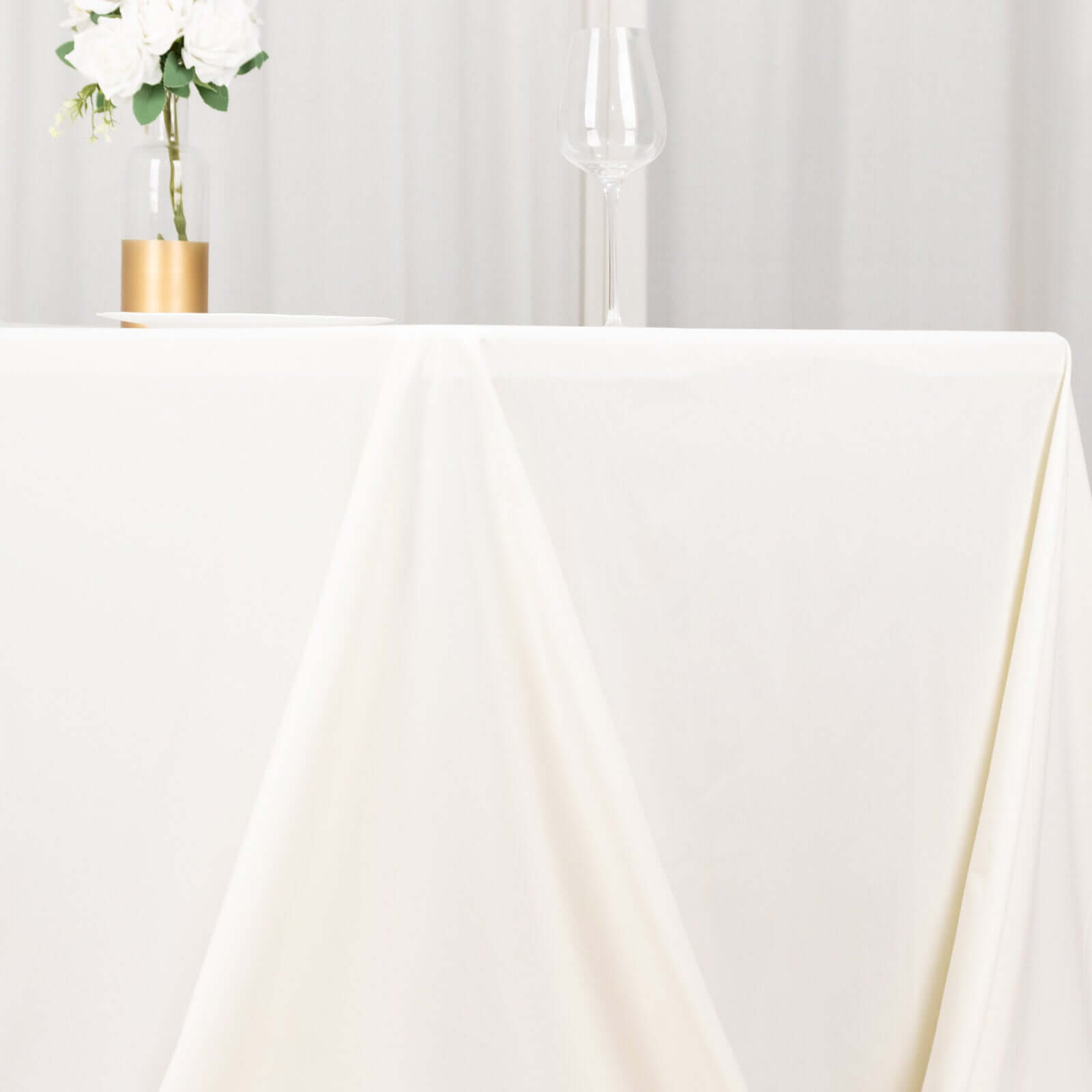 Ivory Premium Scuba 90x156 Wrinkle-Free, Stain-Resistant Seamless Rectangular Tablecloth