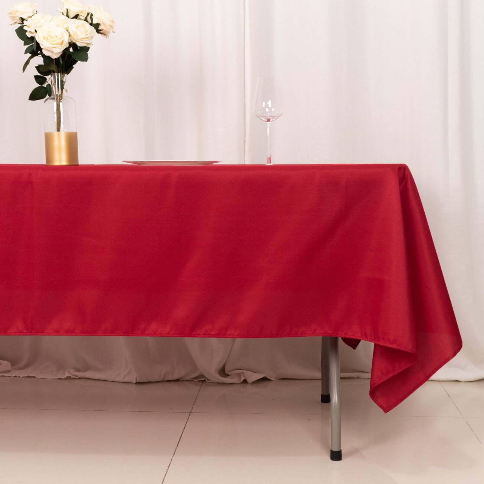 Stylish & Durable Wine Polyester 60x102 Rectangle Tablecloth - Great Deal!