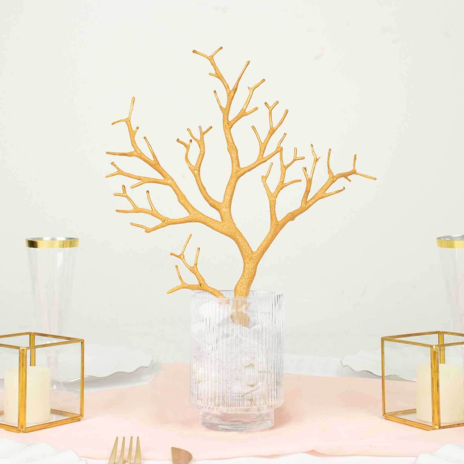 10-Piece Set of Metallic Gold Artificial Manzanita Tree Branches - Ideal for Vase Filler, Home & Wedding Decor