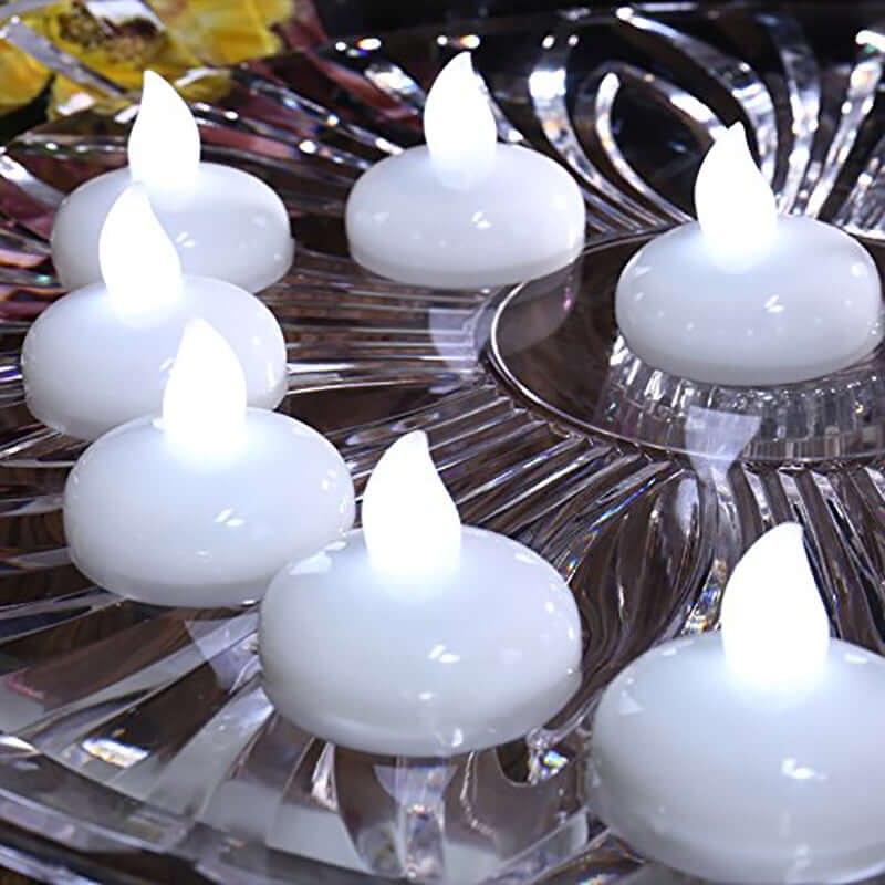 12-Pack Waterproof White Flameless Floating LED Tealight Candles