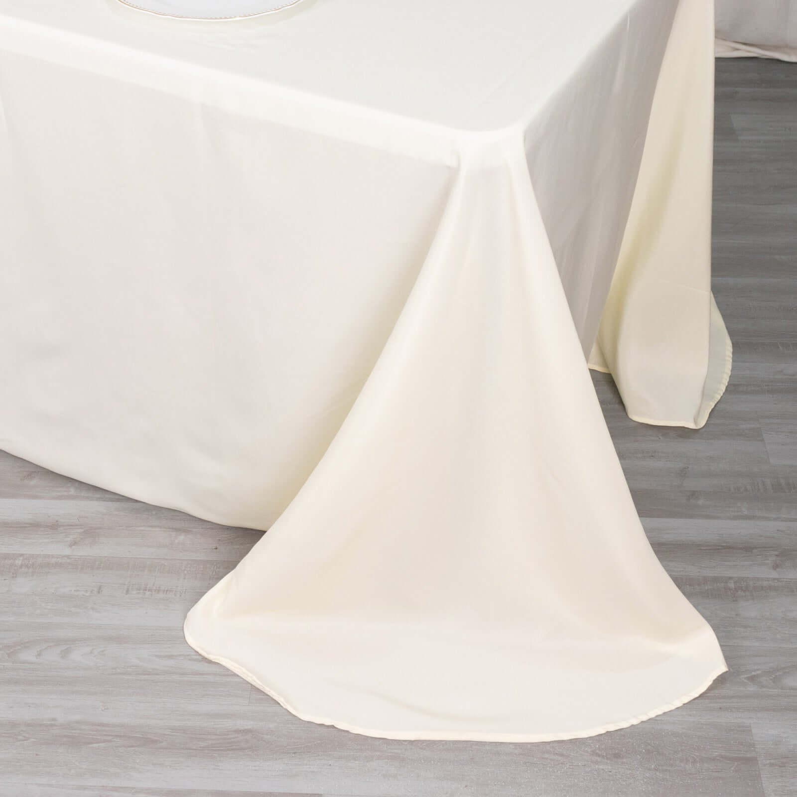 Hot Sale! Ivory Polyester Rectangle Tablecloth with Rounded Corners, 90x132