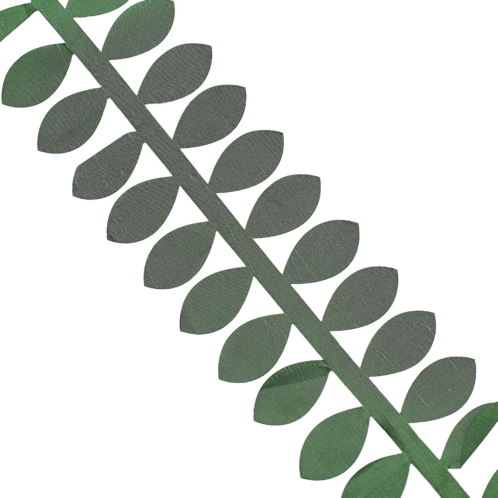 Premium Taffeta Ribbon Sash with 4 - Leaf Petal Design in Green, 50ft - Ideal for Decor