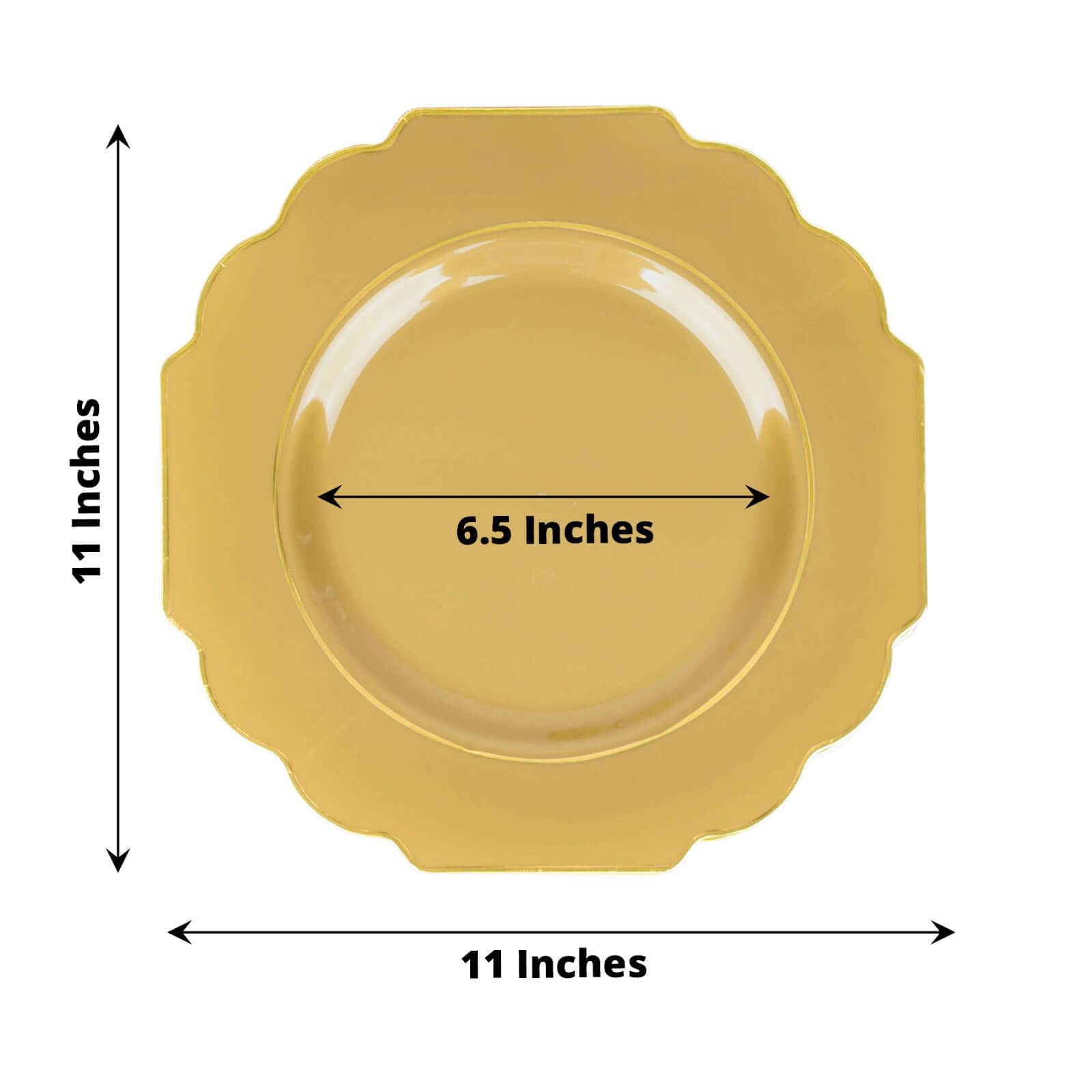 Get 10-Pack Heavy Duty Disposable Gold Baroque Dinner Plates with Scalloped Rim for Events