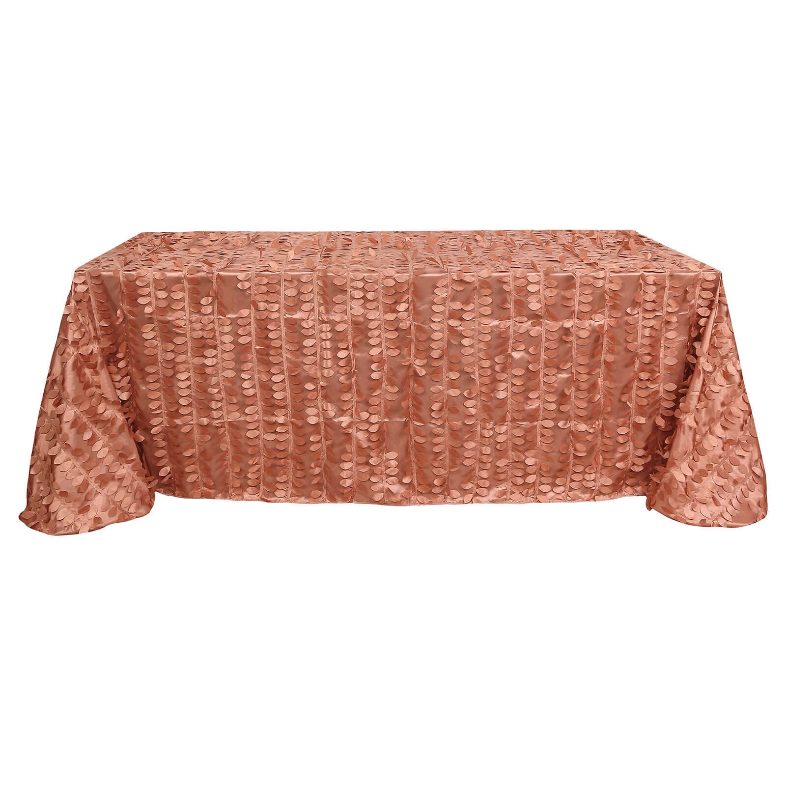 Exclusive Terracotta (Rust) Taffeta Rectangle Tablecloth with 3D Leaf Petal Design