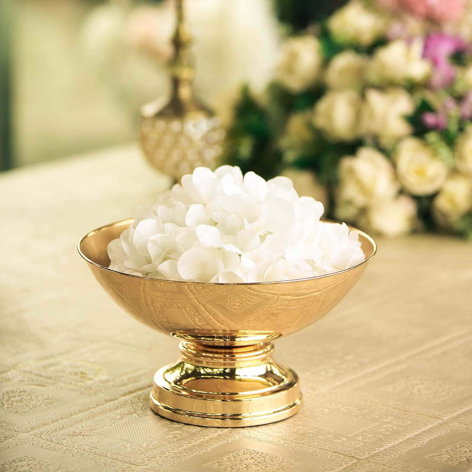Hot Sale! Gold Metal Round Pedestal Flower Pot - 12