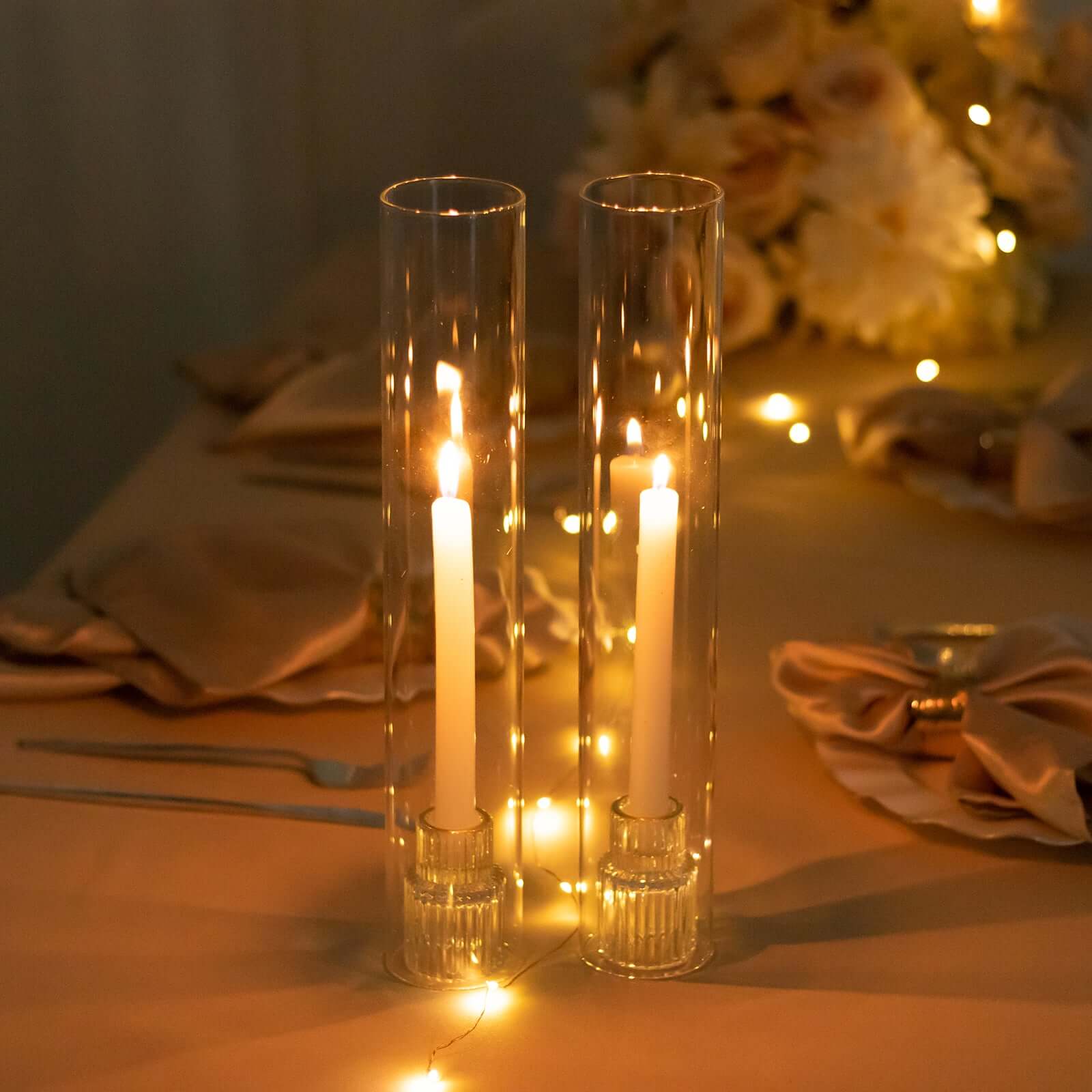 Hot Deal! 2-Pack Clear Glass Cylinder Hurricane Candle Shades, 2.25 Diameter, 14 Height